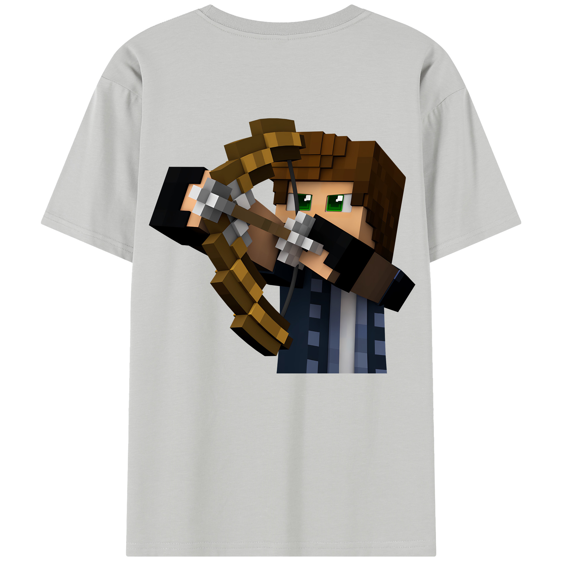 （画像用） マインクラフト ブロックの世界 Minecraft MC Block world 綿100％半袖Tシャツ（背面プリント）