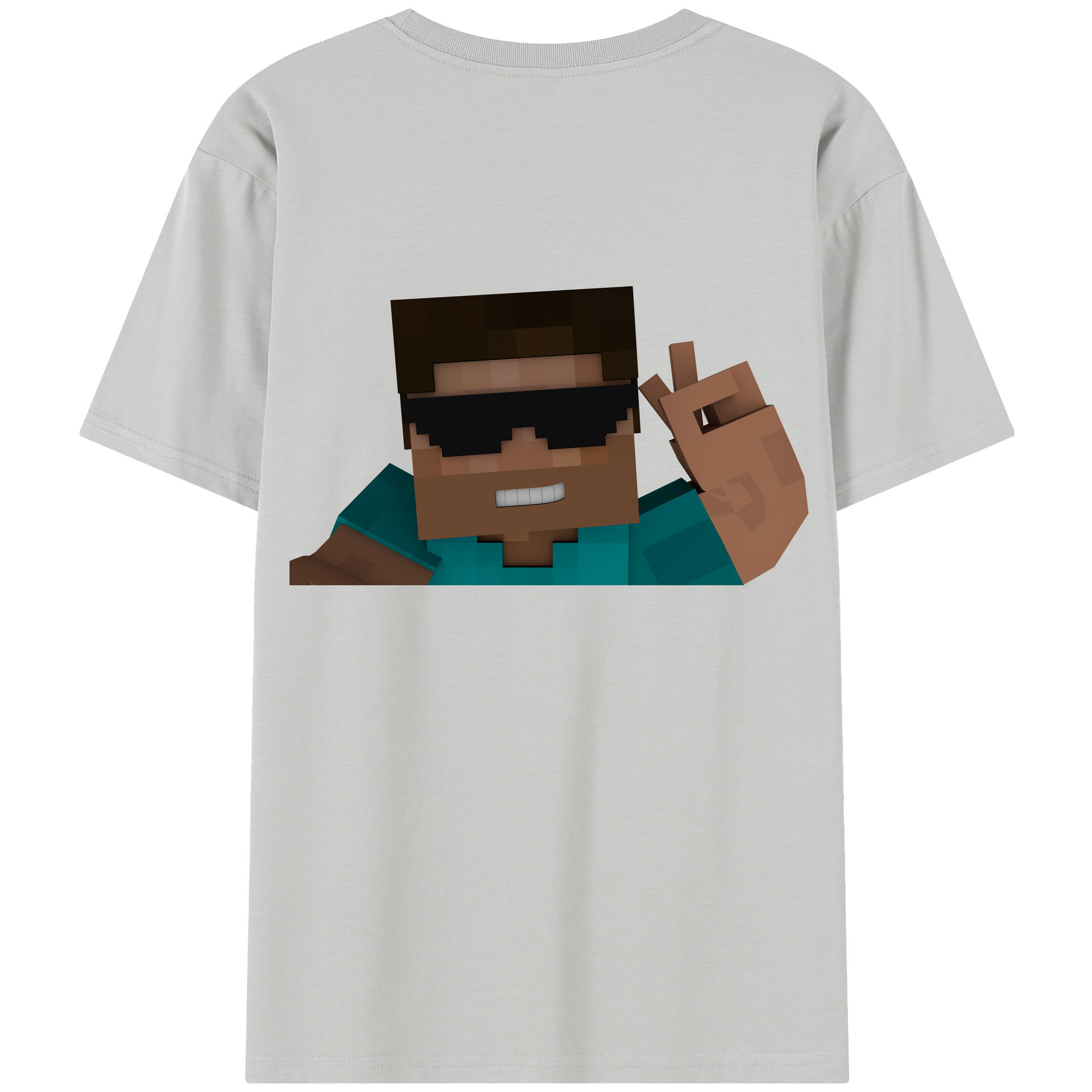 （画像用） マインクラフト ブロックの世界 Minecraft MC Block world 綿100％半袖Tシャツ（背面プリント）