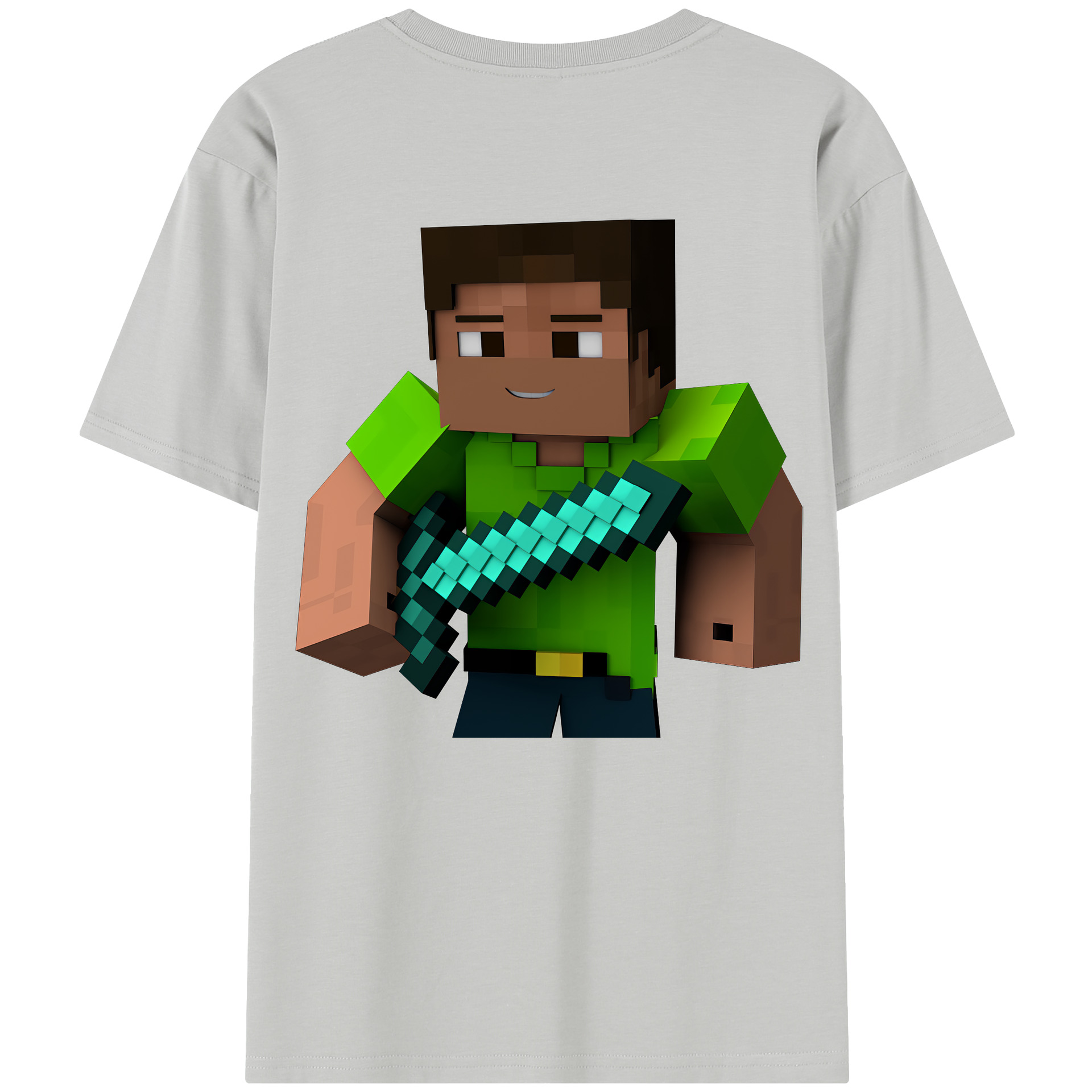 （画像用） マインクラフト ブロックの世界 Minecraft MC Block world 綿100％半袖Tシャツ（背面プリント）