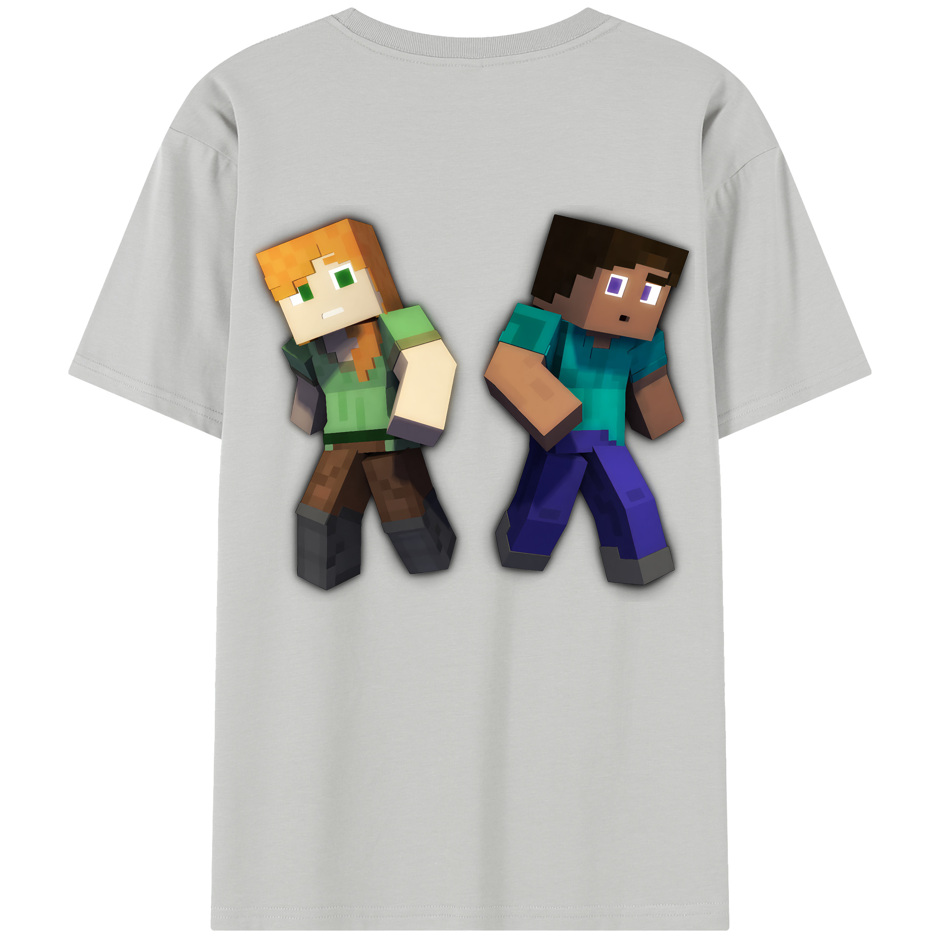 （画像用） マインクラフト ブロックの世界 Minecraft MC Block world 綿100％半袖Tシャツ（背面プリント）