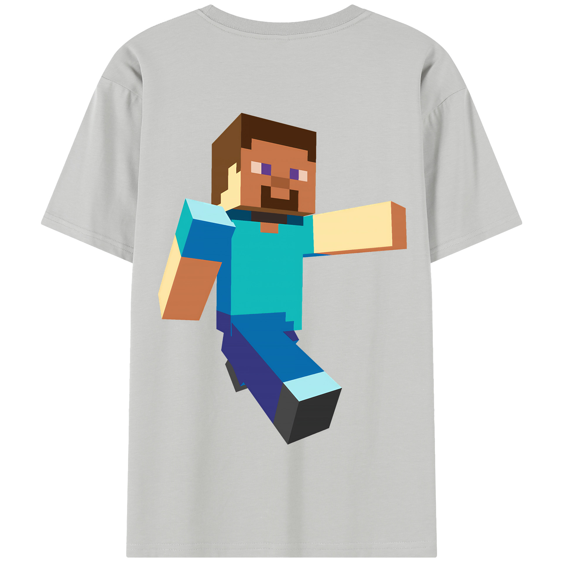 （画像用） マインクラフト ブロックの世界 Minecraft MC Block world 綿100％半袖Tシャツ（背面プリント）