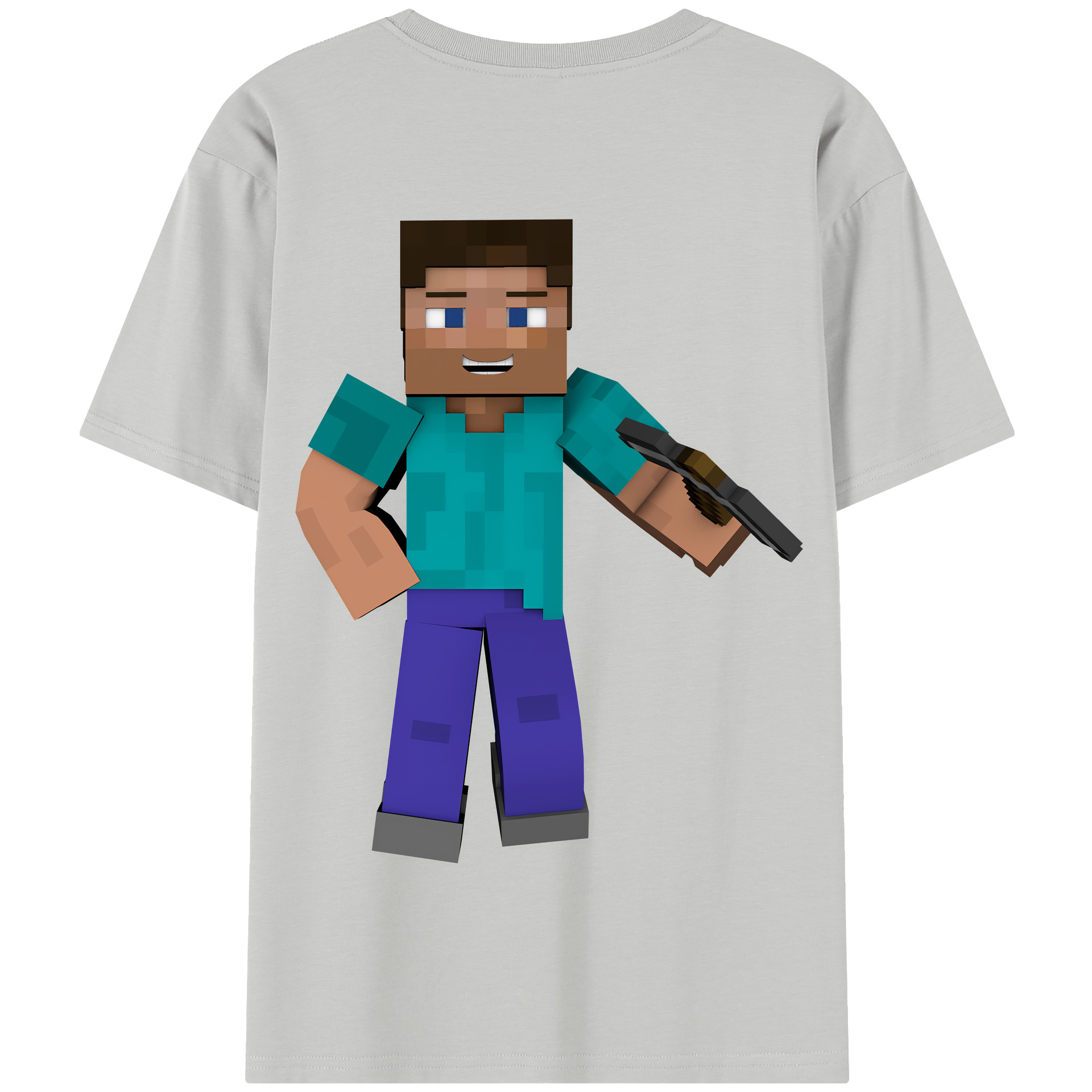 （画像用） マインクラフト ブロックの世界 Minecraft MC Block world 綿100％半袖Tシャツ（背面プリント）