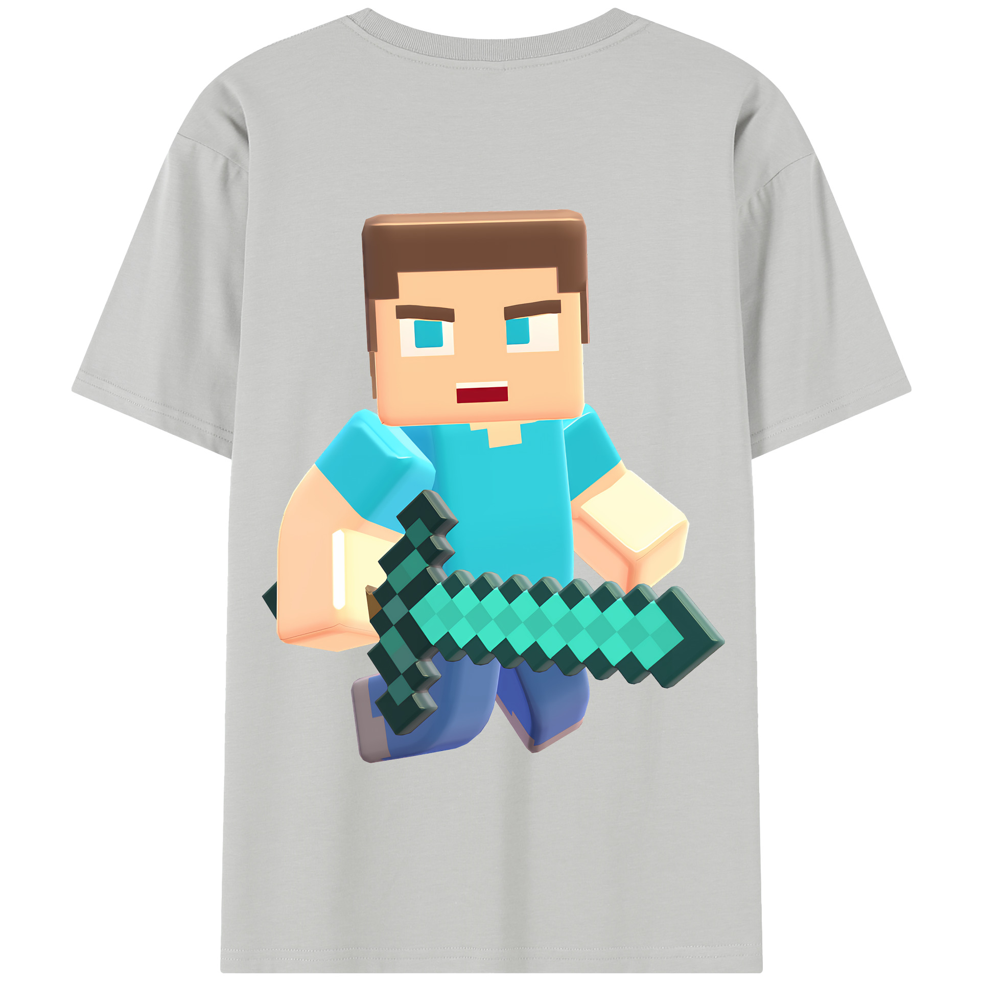 （画像用） マインクラフト ブロックの世界 Minecraft MC Block world 綿100％半袖Tシャツ（背面プリント）