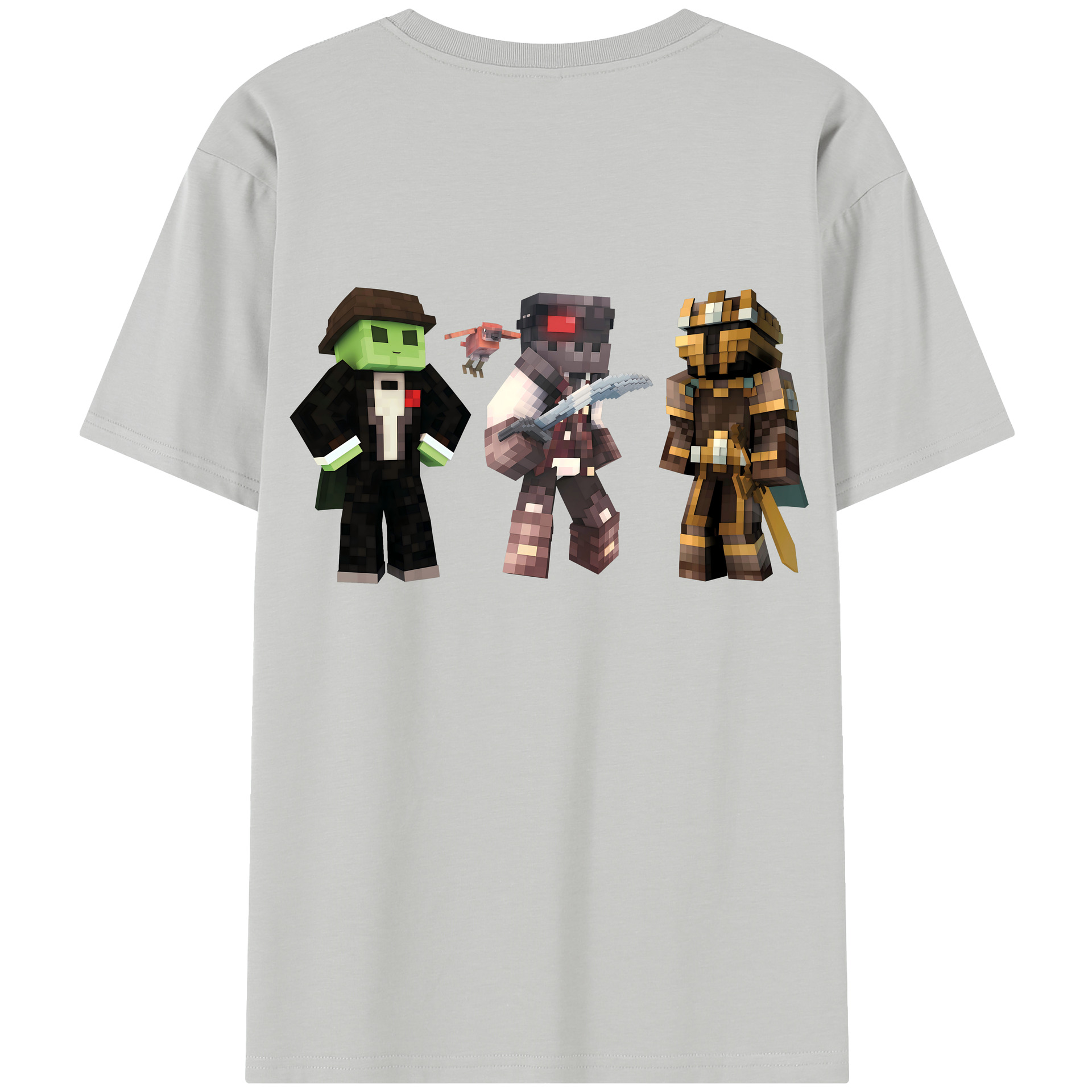 （画像用） マインクラフト ブロックの世界 Minecraft MC Block world 綿100％半袖Tシャツ（背面プリント）