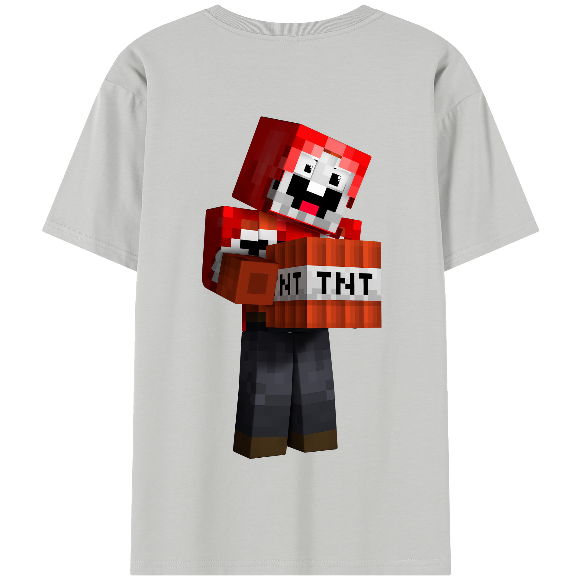（画像用） マインクラフト ブロックの世界 Minecraft MC Block world 綿100％半袖Tシャツ（背面プリント）