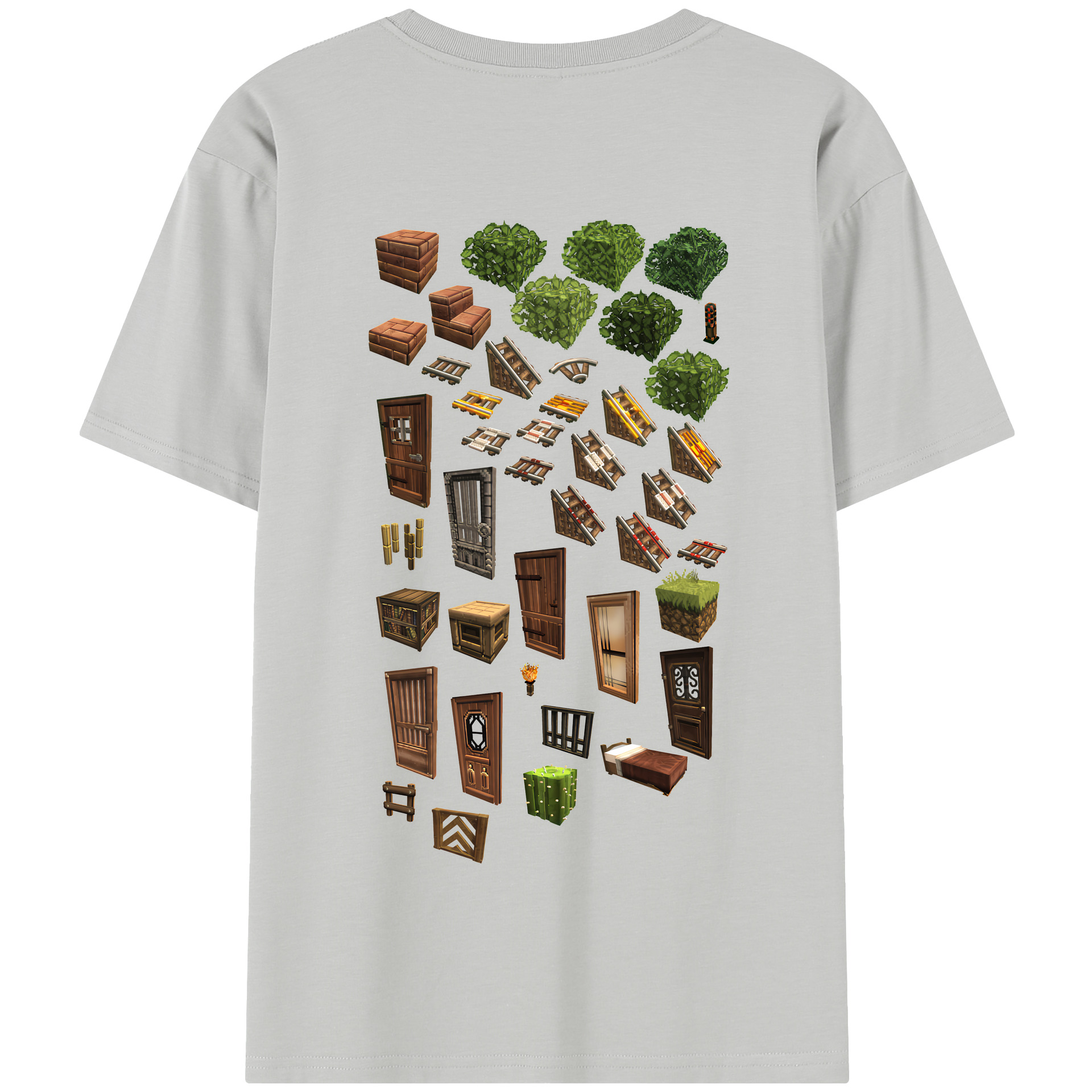 （画像用） マインクラフト ブロックの世界 Minecraft MC Block world 綿100％半袖Tシャツ（背面プリント）