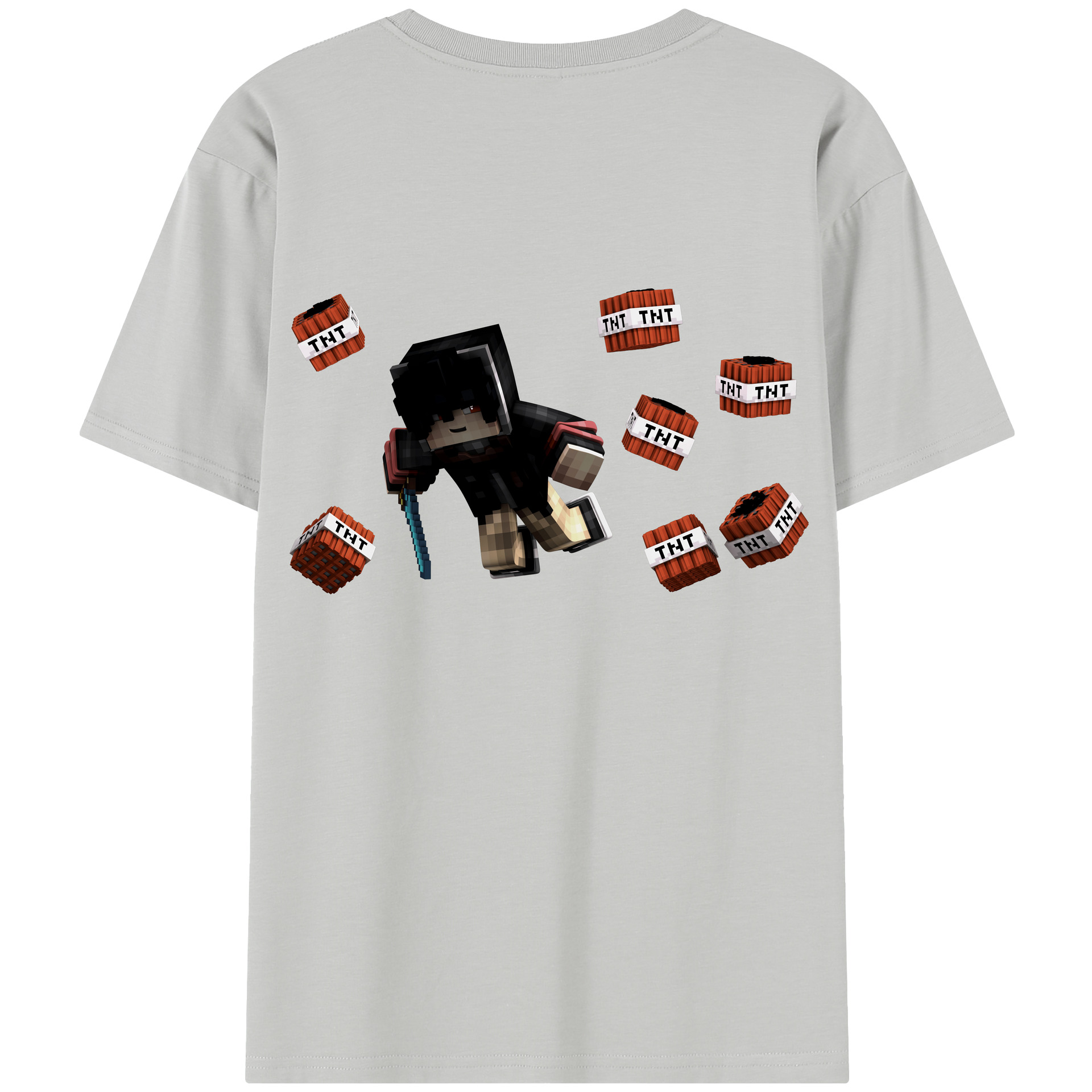 （画像用） マインクラフト ブロックの世界 Minecraft MC Block world 綿100％半袖Tシャツ（背面プリント）