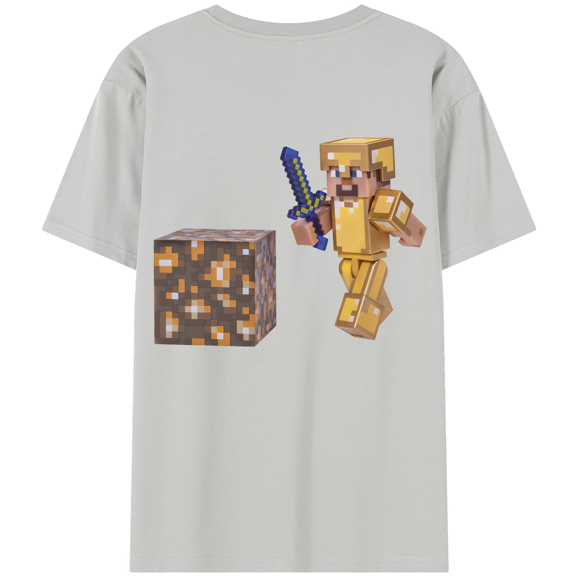 （画像用） マインクラフト ブロックの世界 Minecraft MC Block world 綿100％半袖Tシャツ（背面プリント）