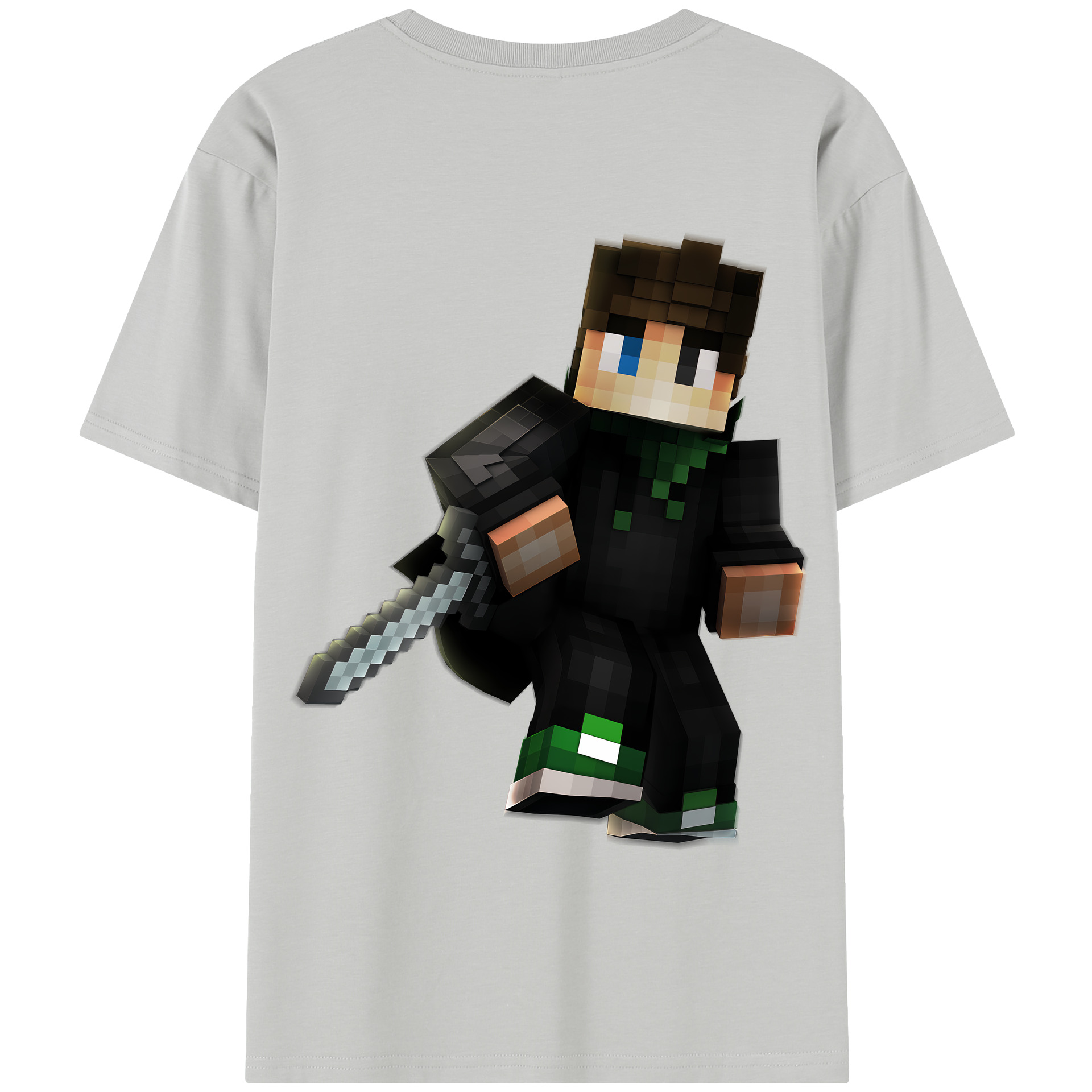（画像用） マインクラフト ブロックの世界 Minecraft MC Block world 綿100％半袖Tシャツ（背面プリント）