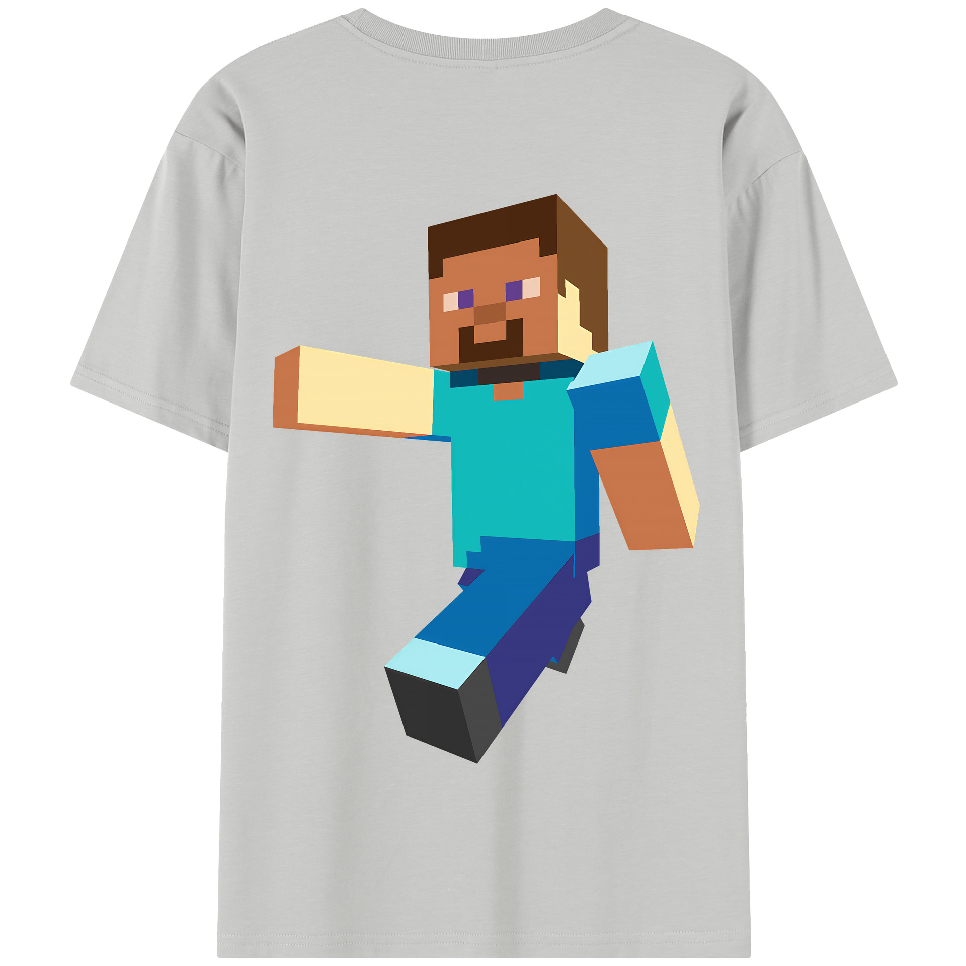 （画像用） マインクラフト ブロックの世界 Minecraft MC Block world 綿100％半袖Tシャツ（背面プリント）