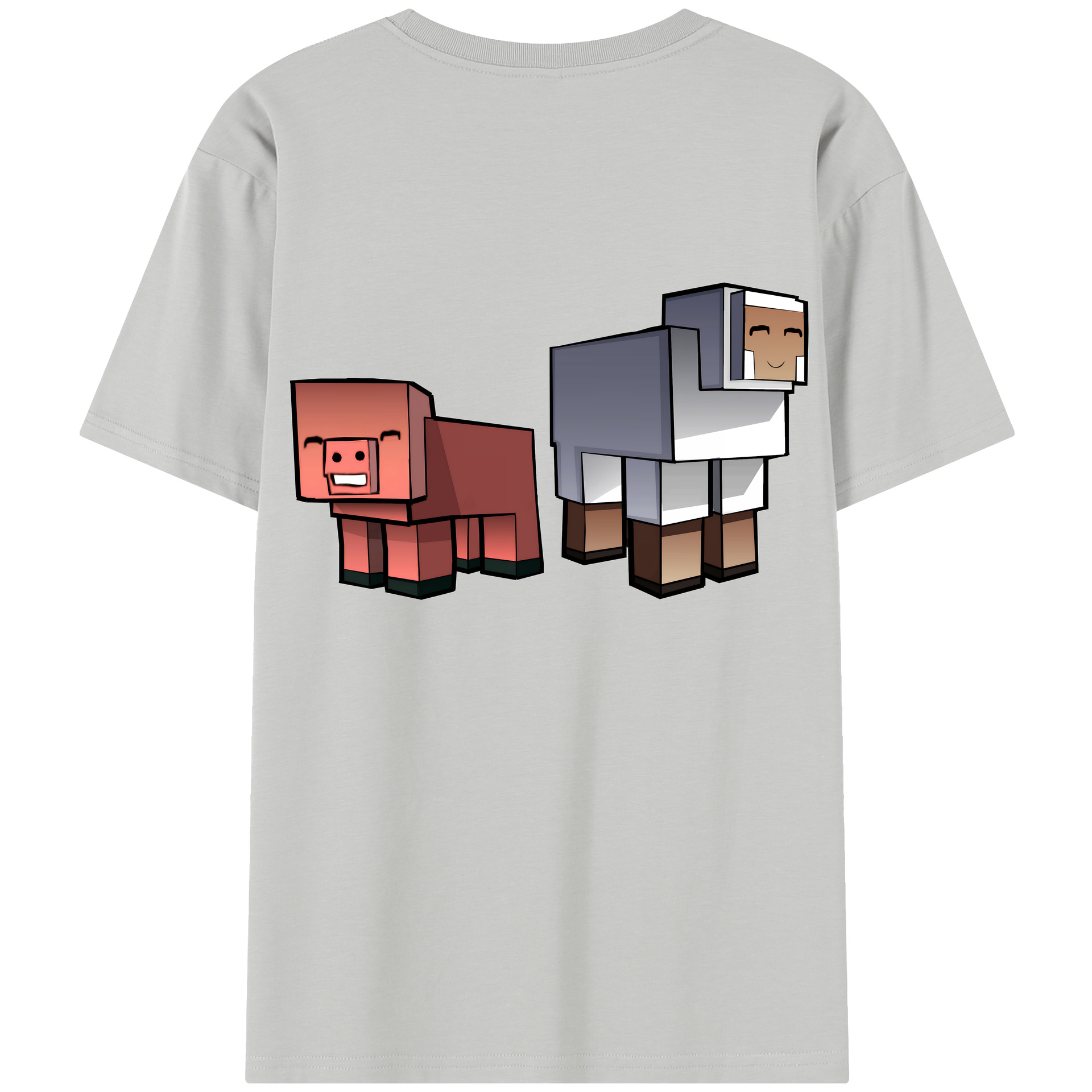 （画像用） マインクラフト ブロックの世界 Minecraft MC Block world 綿100％半袖Tシャツ（背面プリント）