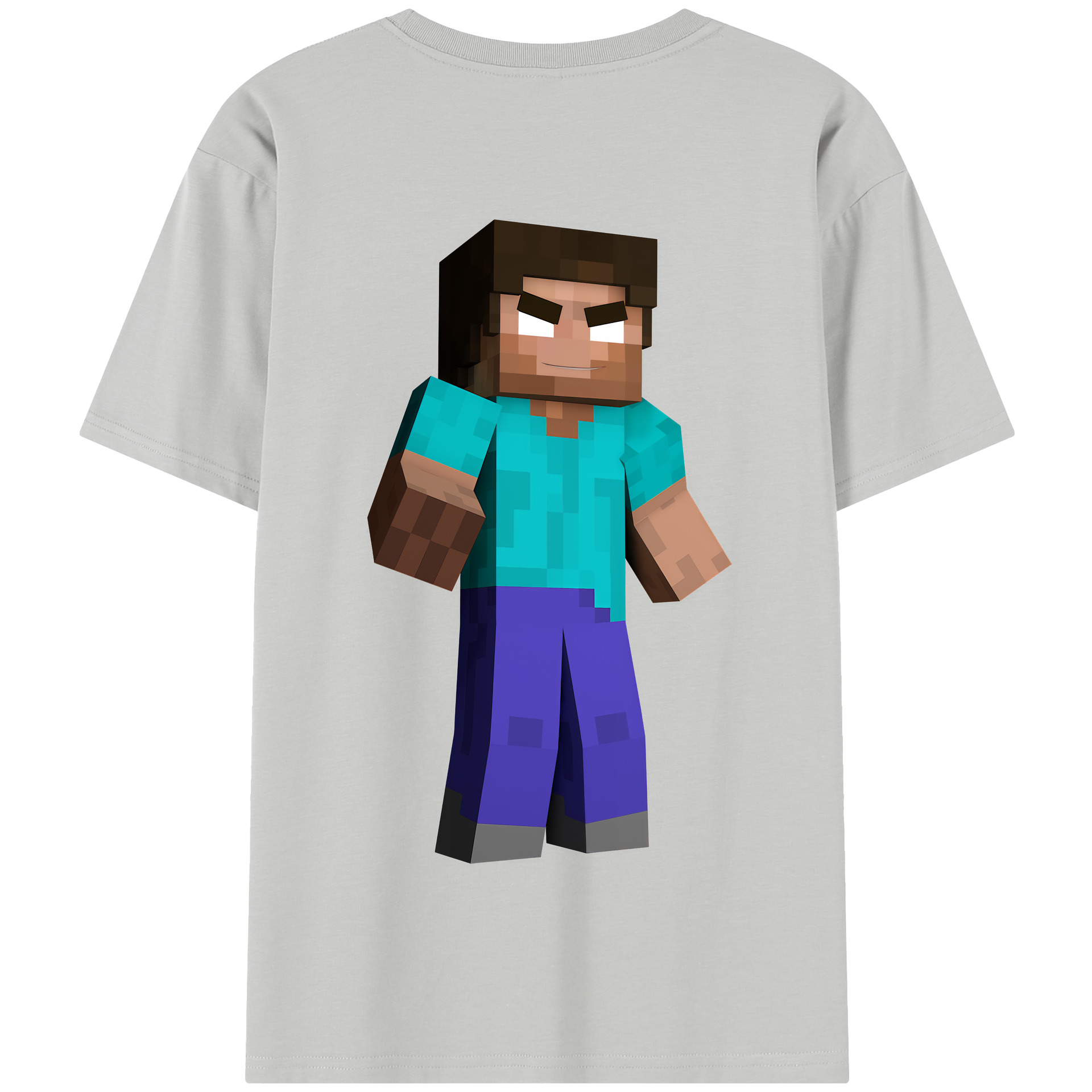 （画像用） マインクラフト ブロックの世界 Minecraft MC Block world 綿100％半袖Tシャツ（背面プリント）