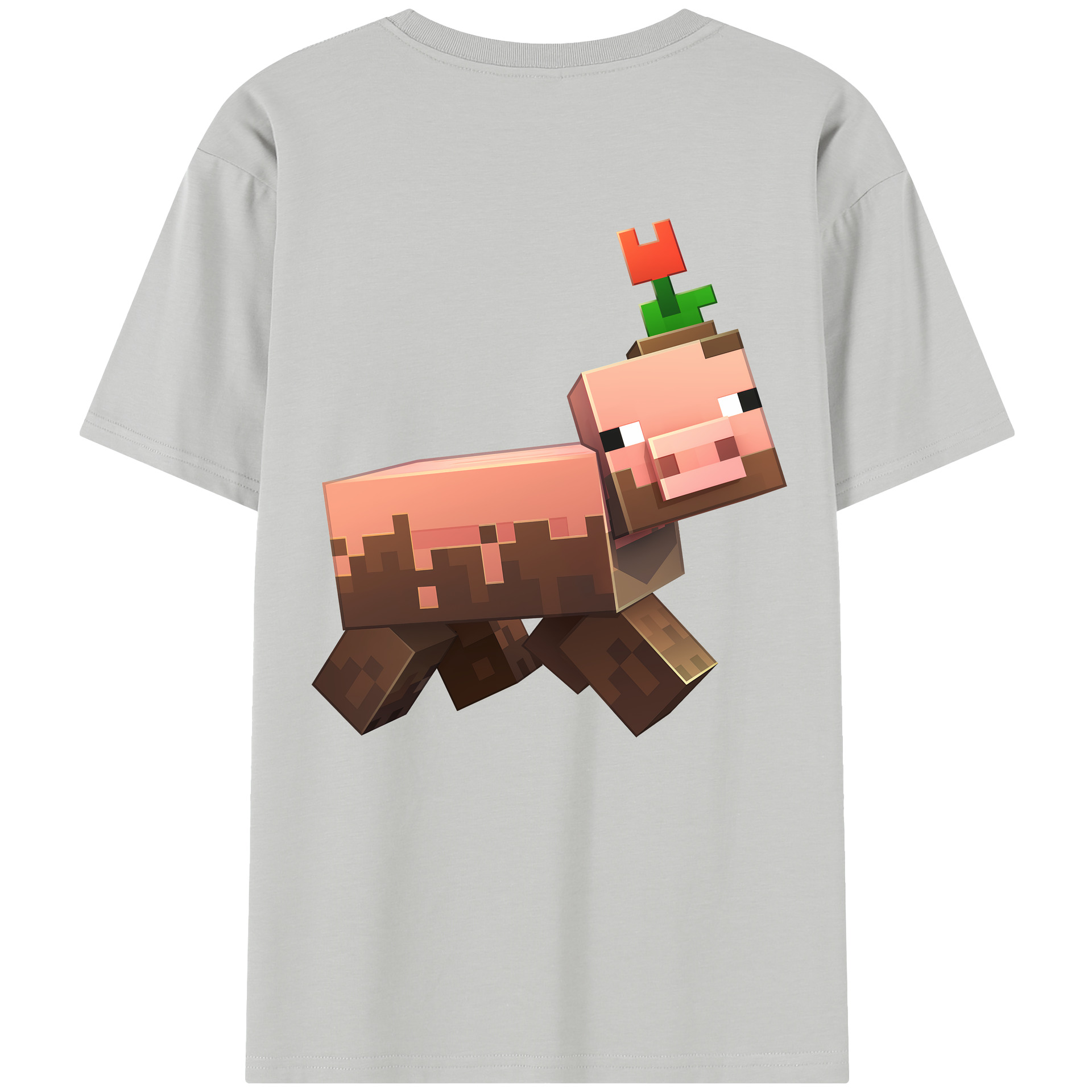 （画像用） マインクラフト ブロックの世界 Minecraft MC Block world 綿100％半袖Tシャツ（背面プリント）