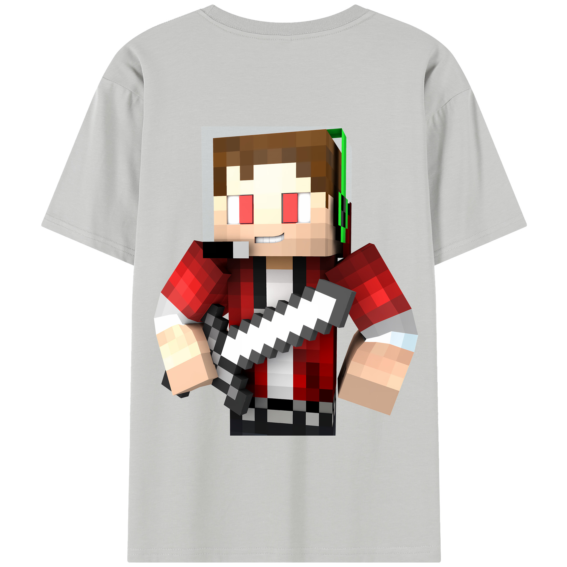 （画像用） マインクラフト ブロックの世界 Minecraft MC Block world 綿100％半袖Tシャツ（背面プリント）