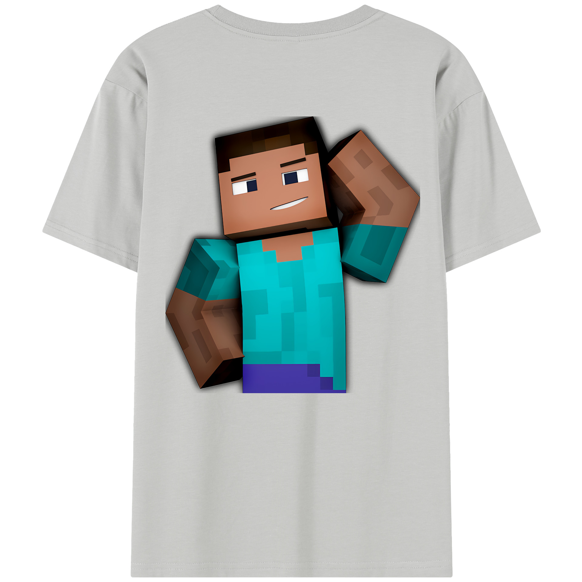 （画像用） マインクラフト ブロックの世界 Minecraft MC Block world 綿100％半袖Tシャツ（背面プリント）