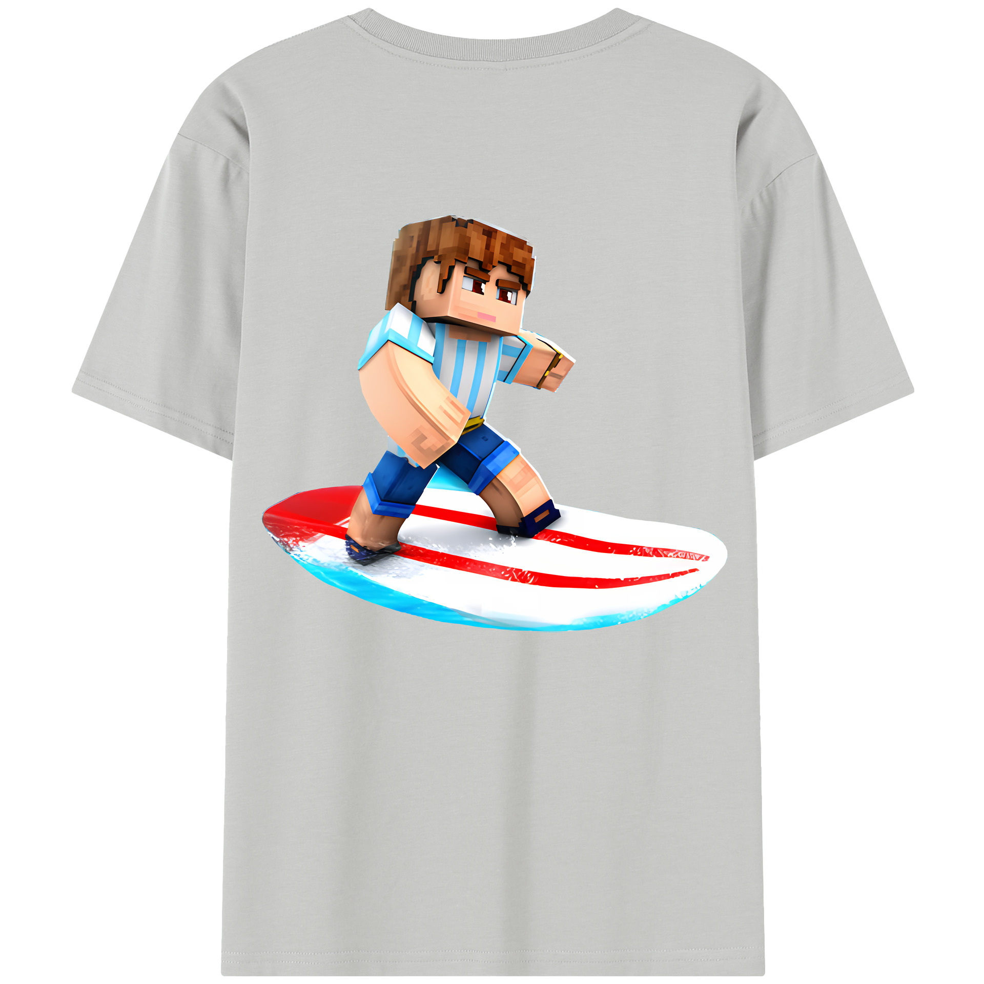 （画像用） マインクラフト ブロックの世界 Minecraft MC Block world 綿100％半袖Tシャツ（背面プリント）