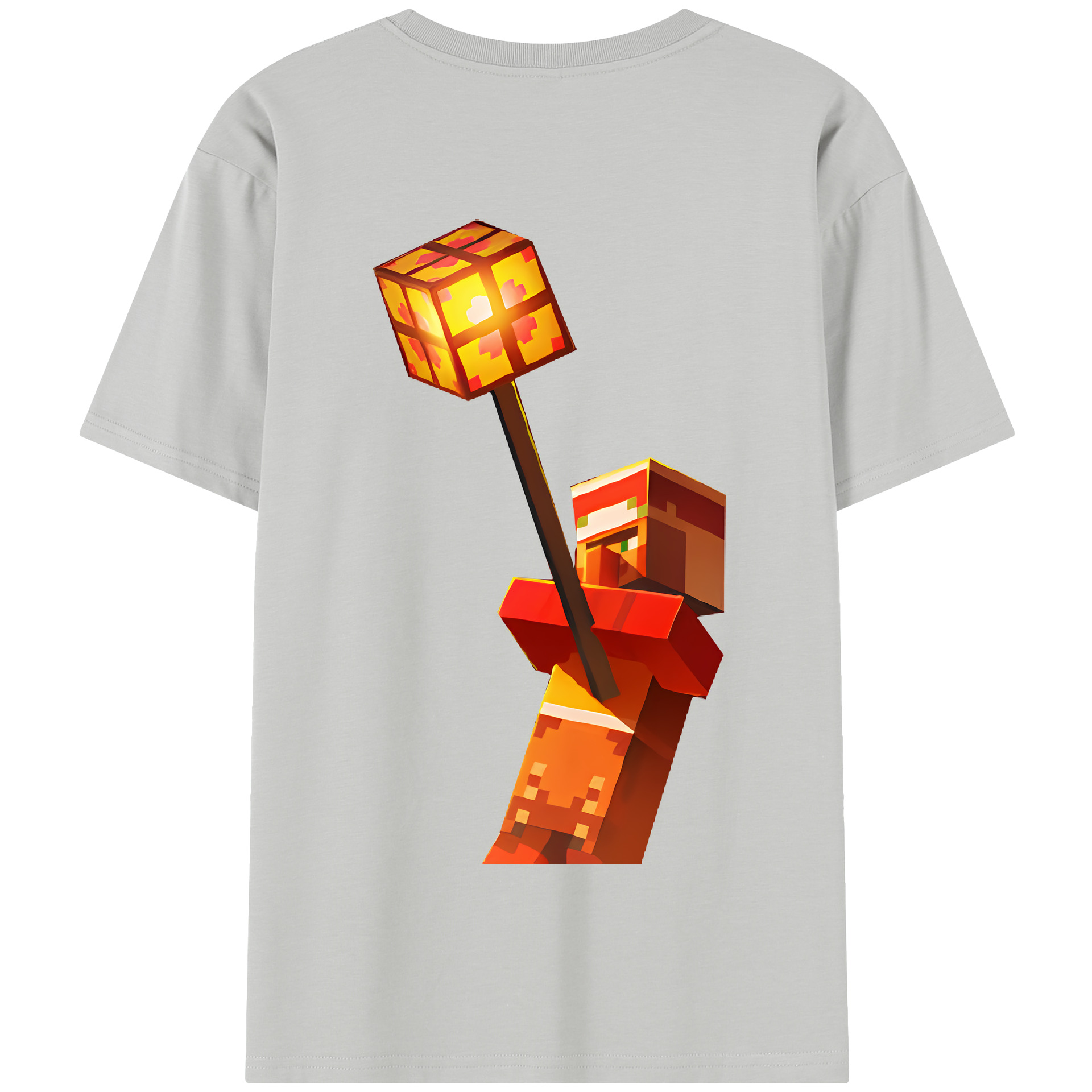 （画像用） マインクラフト ブロックの世界 Minecraft MC Block world 綿100％半袖Tシャツ（背面プリント）