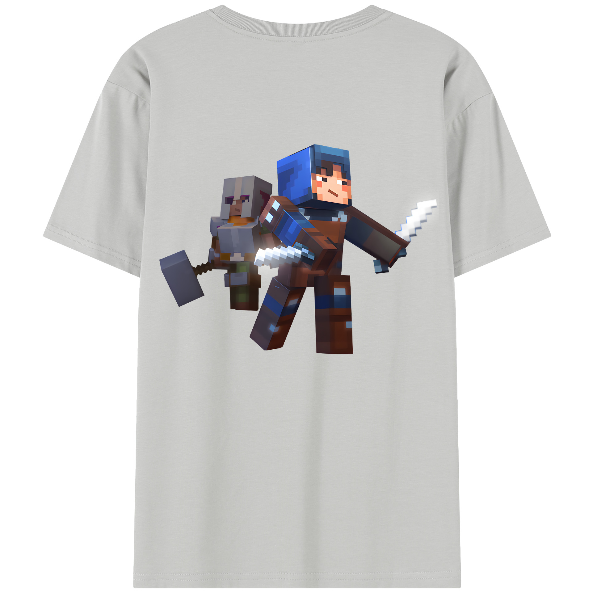 （画像用） マインクラフト ブロックの世界 Minecraft MC Block world 綿100％半袖Tシャツ（背面プリント）