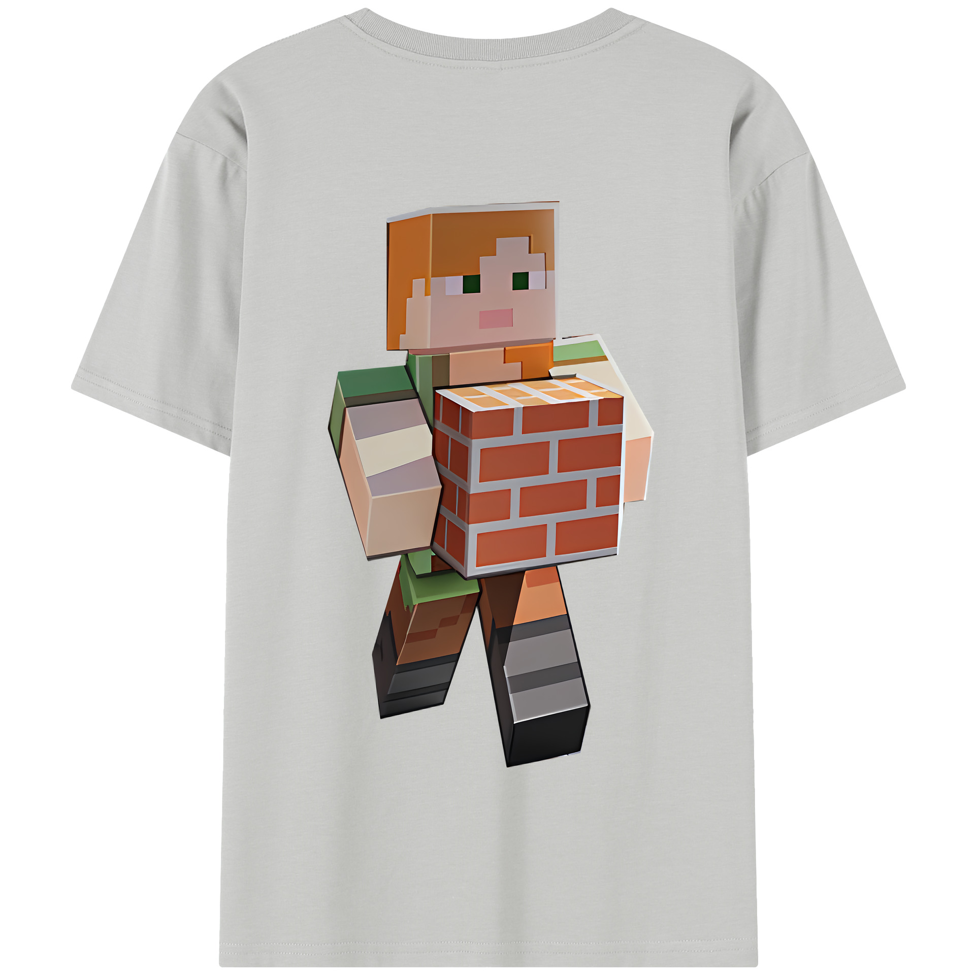（画像用） マインクラフト ブロックの世界 Minecraft MC Block world 綿100％半袖Tシャツ（背面プリント）