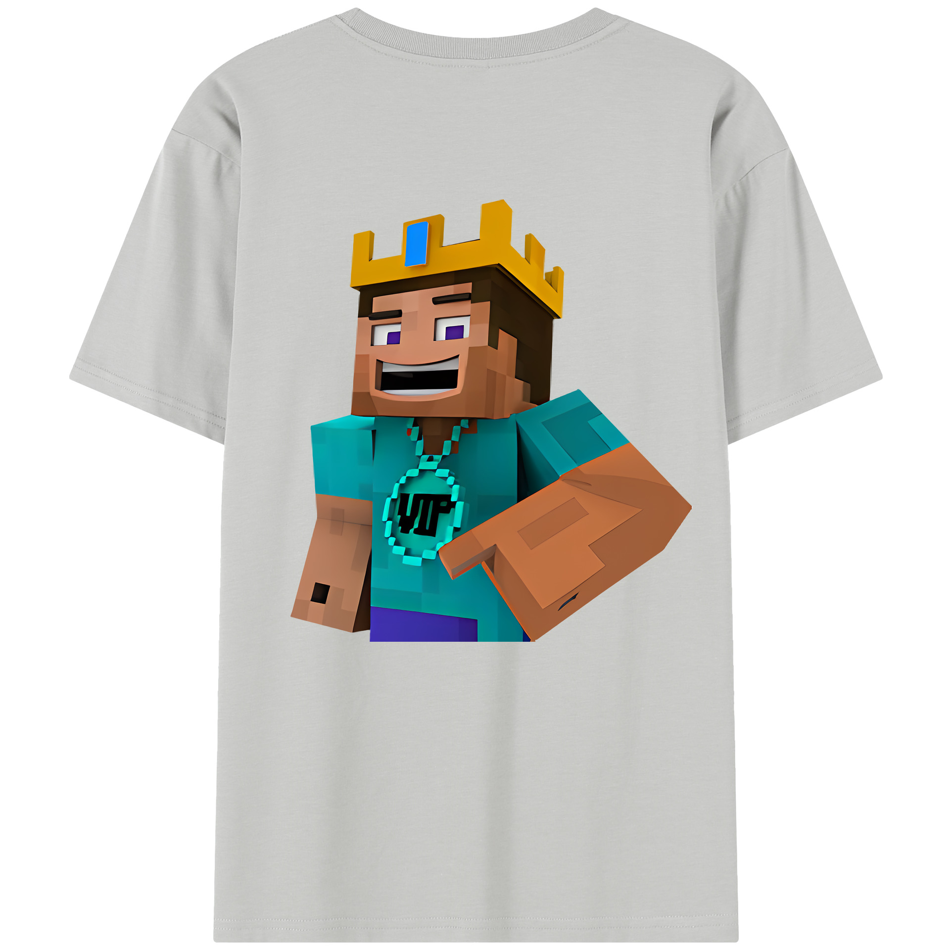 （画像用） マインクラフト ブロックの世界 Minecraft MC Block world 綿100％半袖Tシャツ（背面プリント）