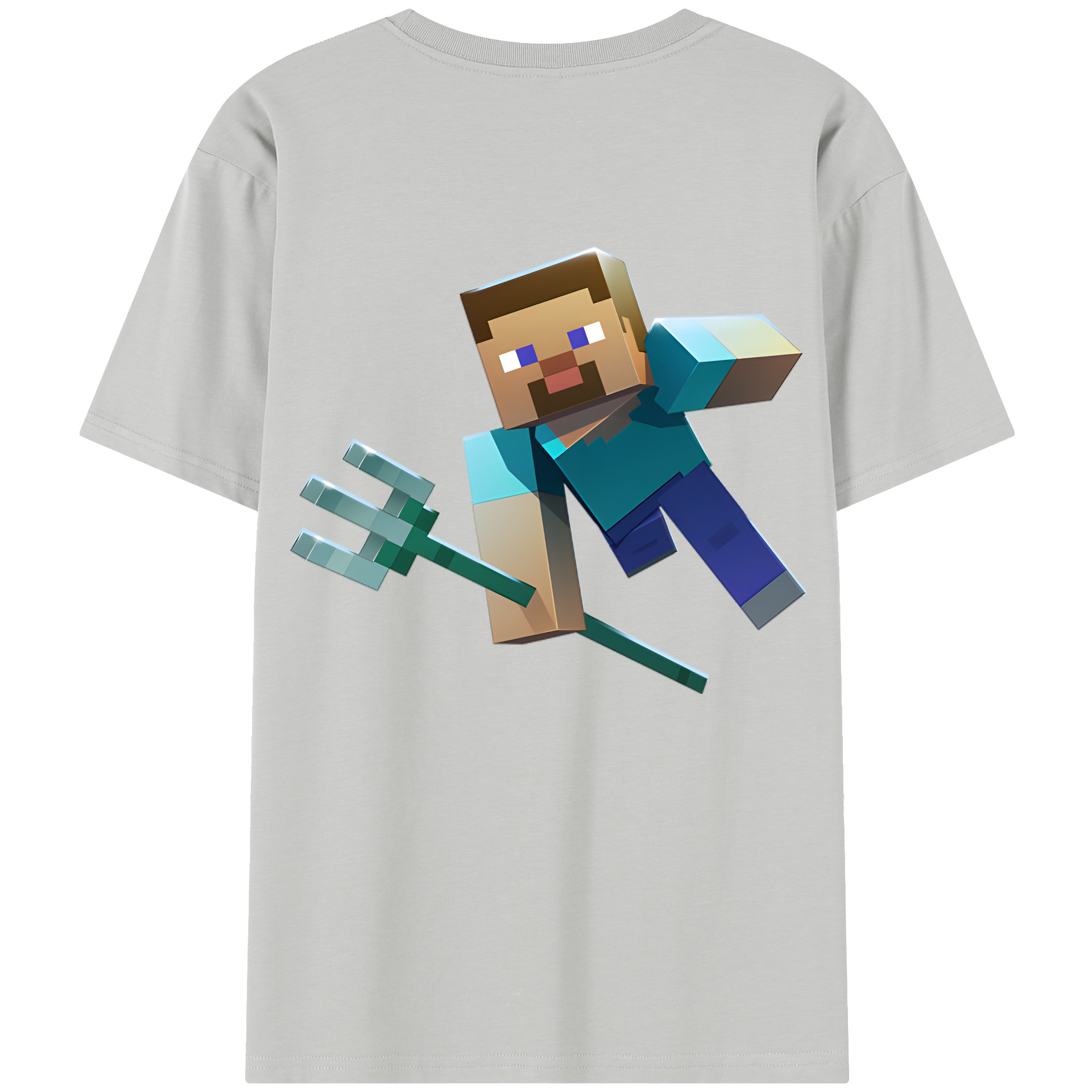 （画像用） マインクラフト ブロックの世界 Minecraft MC Block world 綿100％半袖Tシャツ（背面プリント）