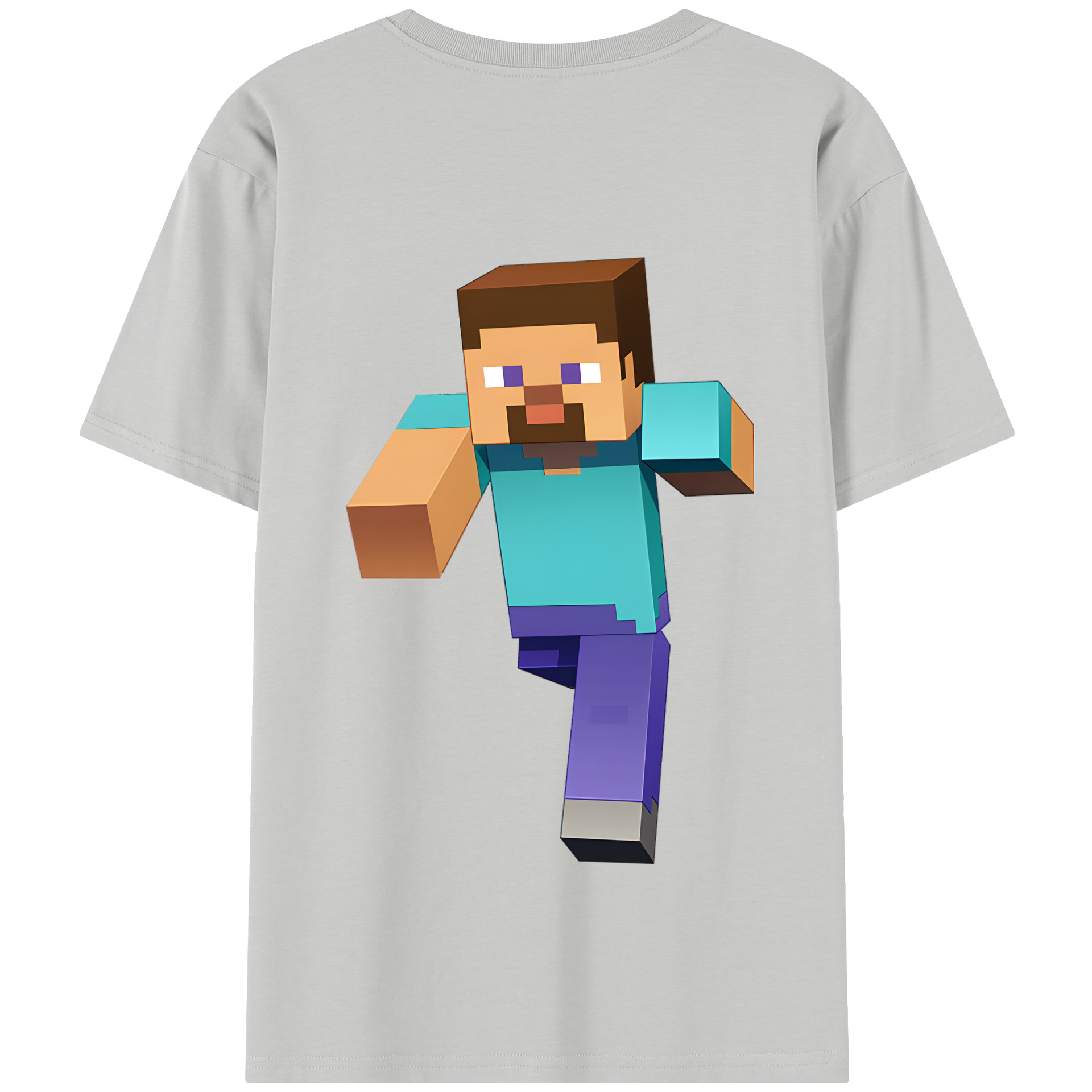 （画像用） マインクラフト ブロックの世界 Minecraft MC Block world 綿100％半袖Tシャツ（背面プリント）