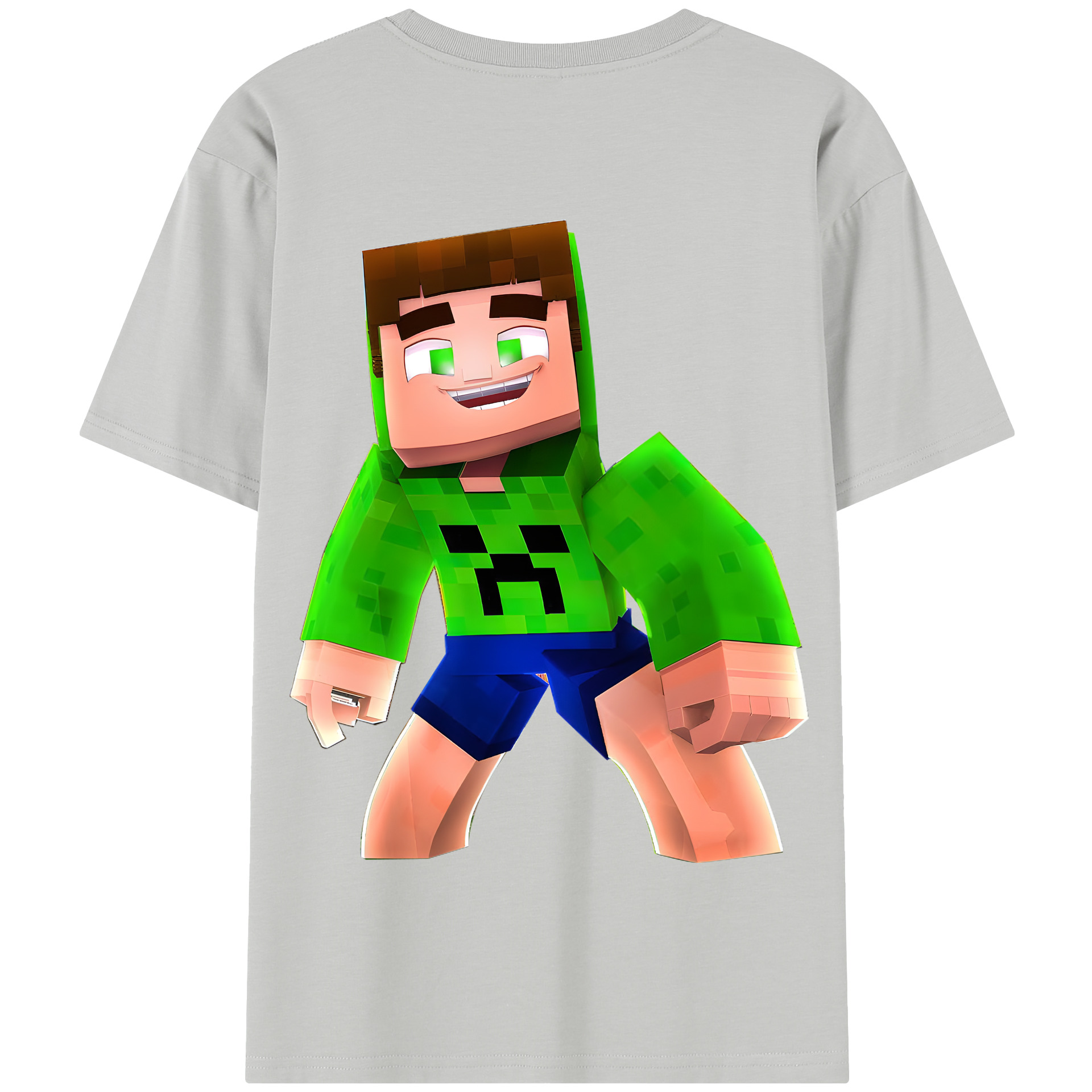 （画像用） マインクラフト ブロックの世界 Minecraft MC Block world 綿100％半袖Tシャツ（背面プリント）