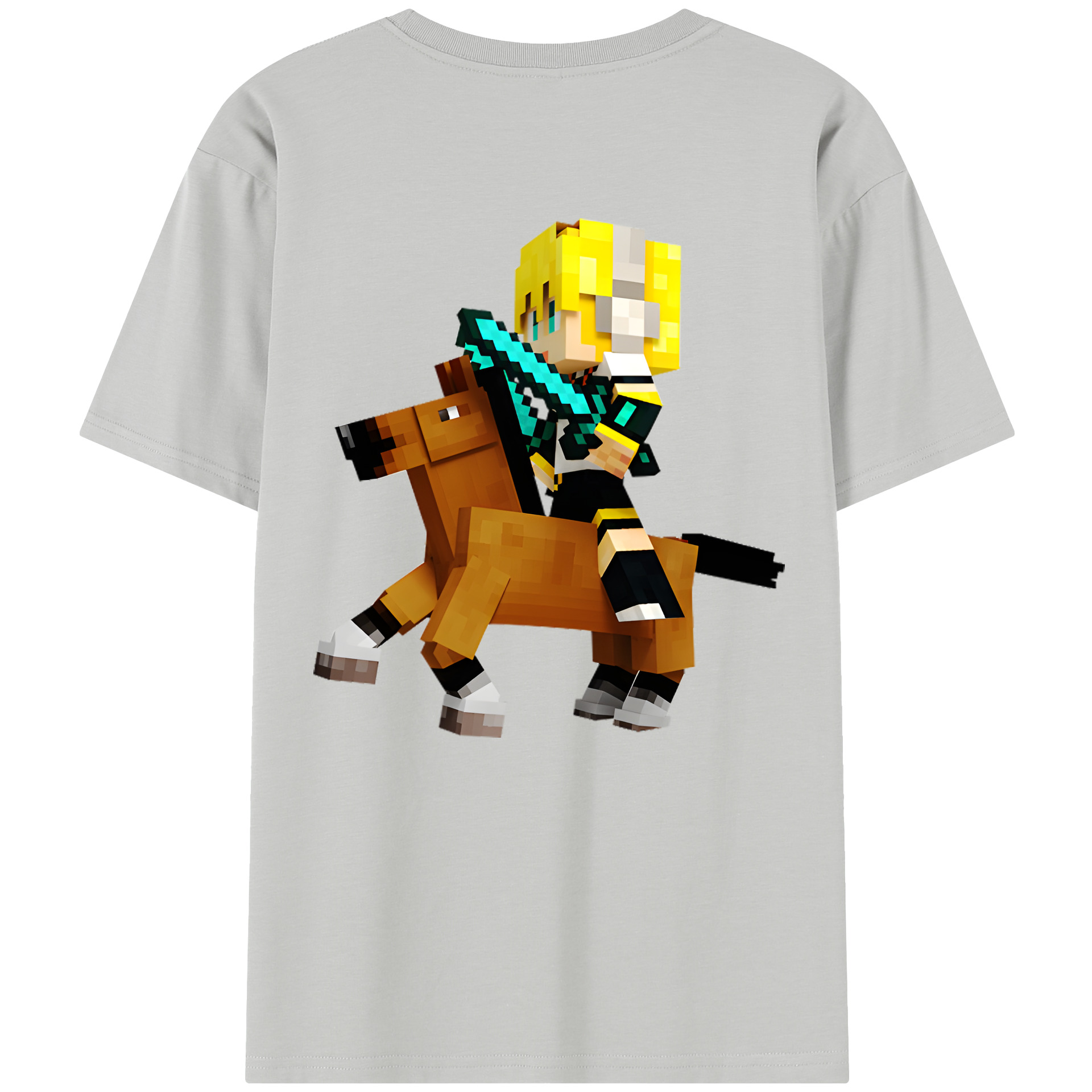 （画像用） マインクラフト ブロックの世界 Minecraft MC Block world 綿100％半袖Tシャツ（背面プリント）