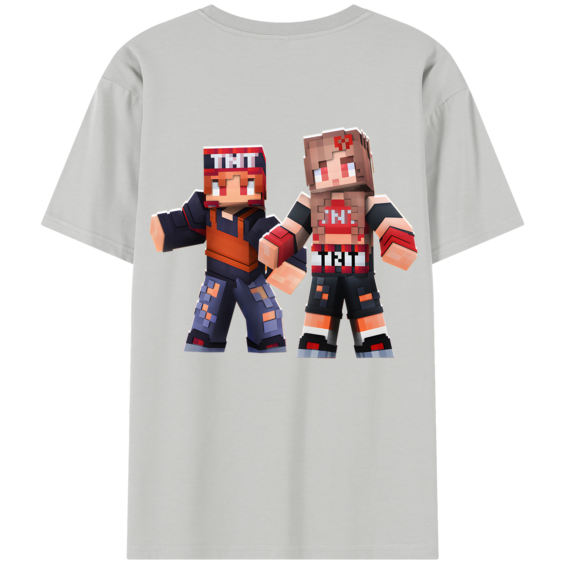 （画像用） マインクラフト ブロックの世界 Minecraft MC Block world 綿100％半袖Tシャツ（背面プリント）