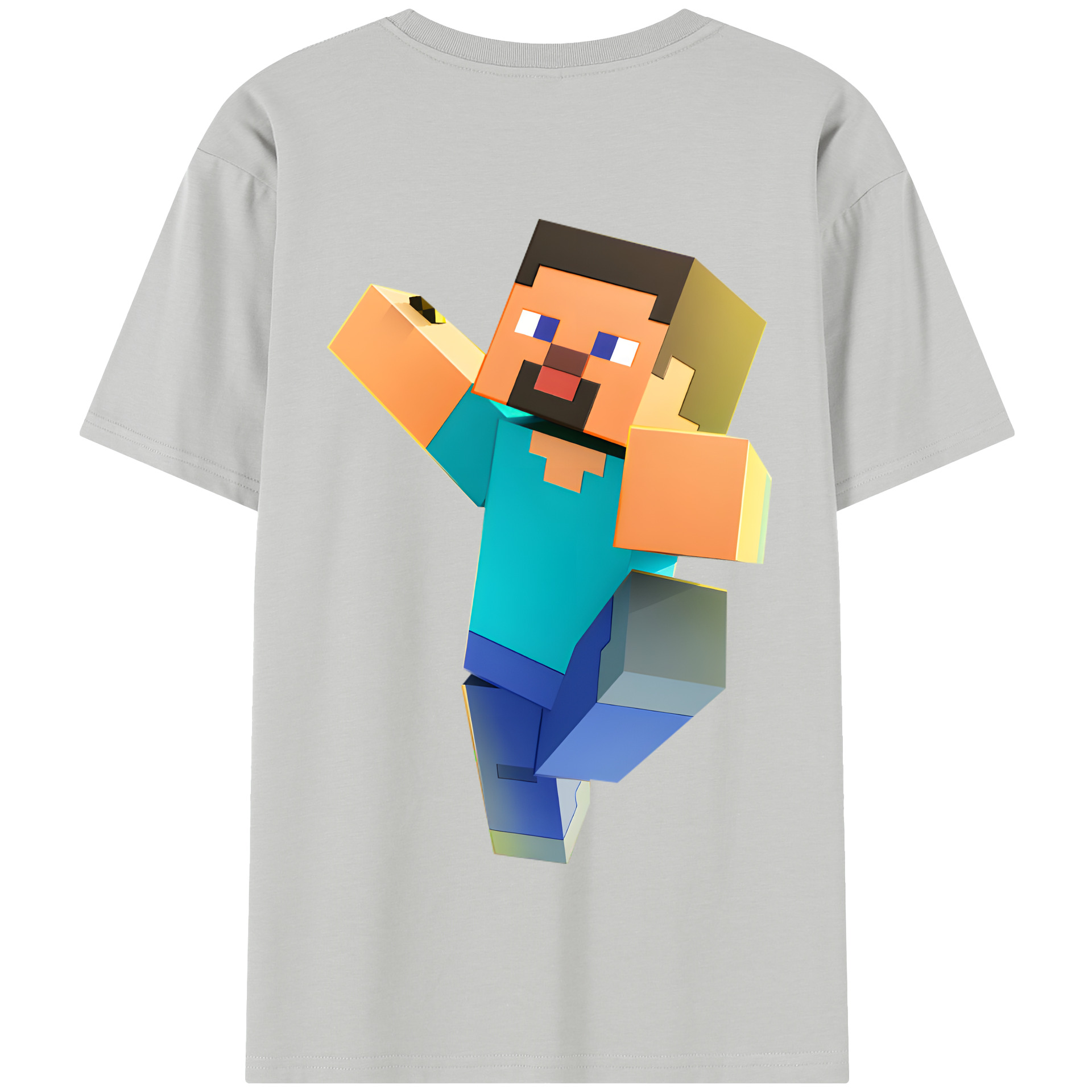 （画像用） マインクラフト ブロックの世界 Minecraft MC Block world 綿100％半袖Tシャツ（背面プリント）