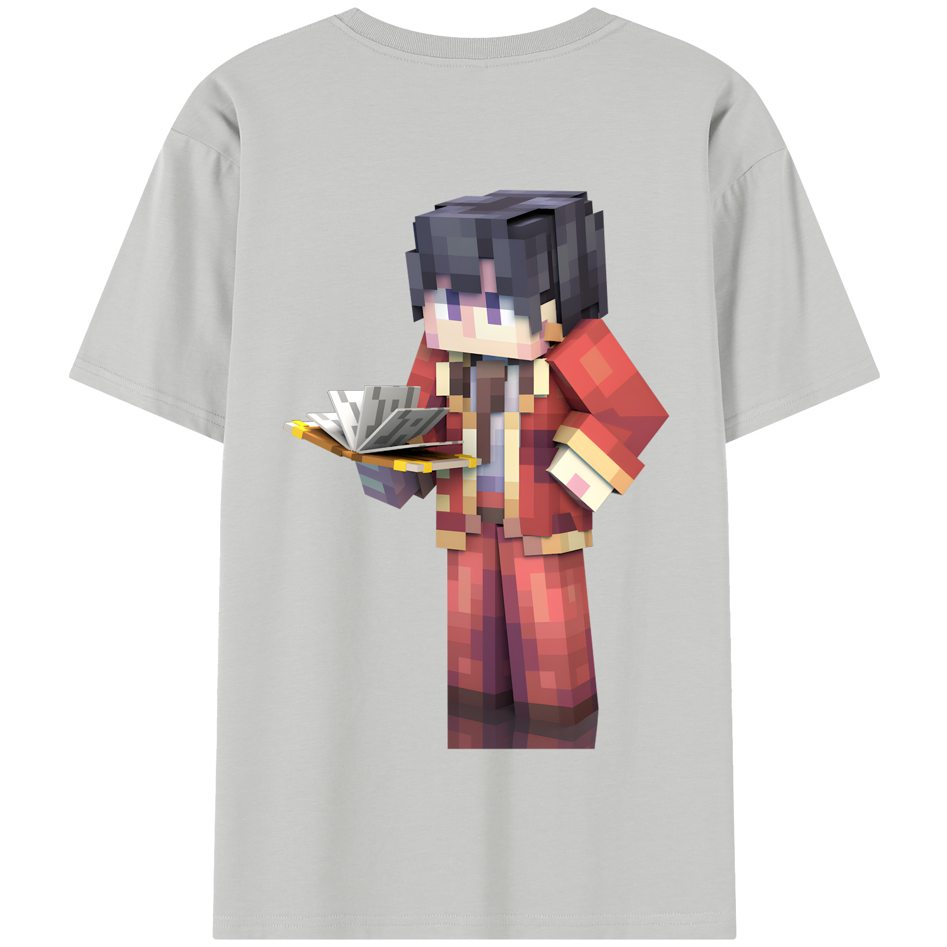 （画像用） マインクラフト ブロックの世界 Minecraft MC Block world 綿100％半袖Tシャツ（背面プリント）