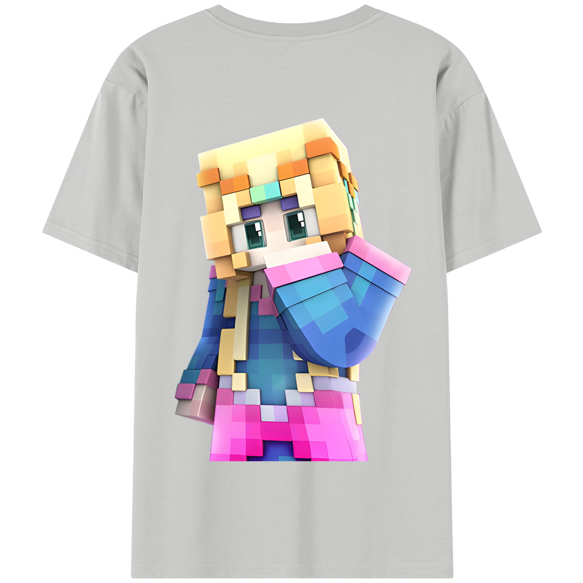 （画像用） マインクラフト ブロックの世界 Minecraft MC Block world 綿100％半袖Tシャツ（背面プリント）