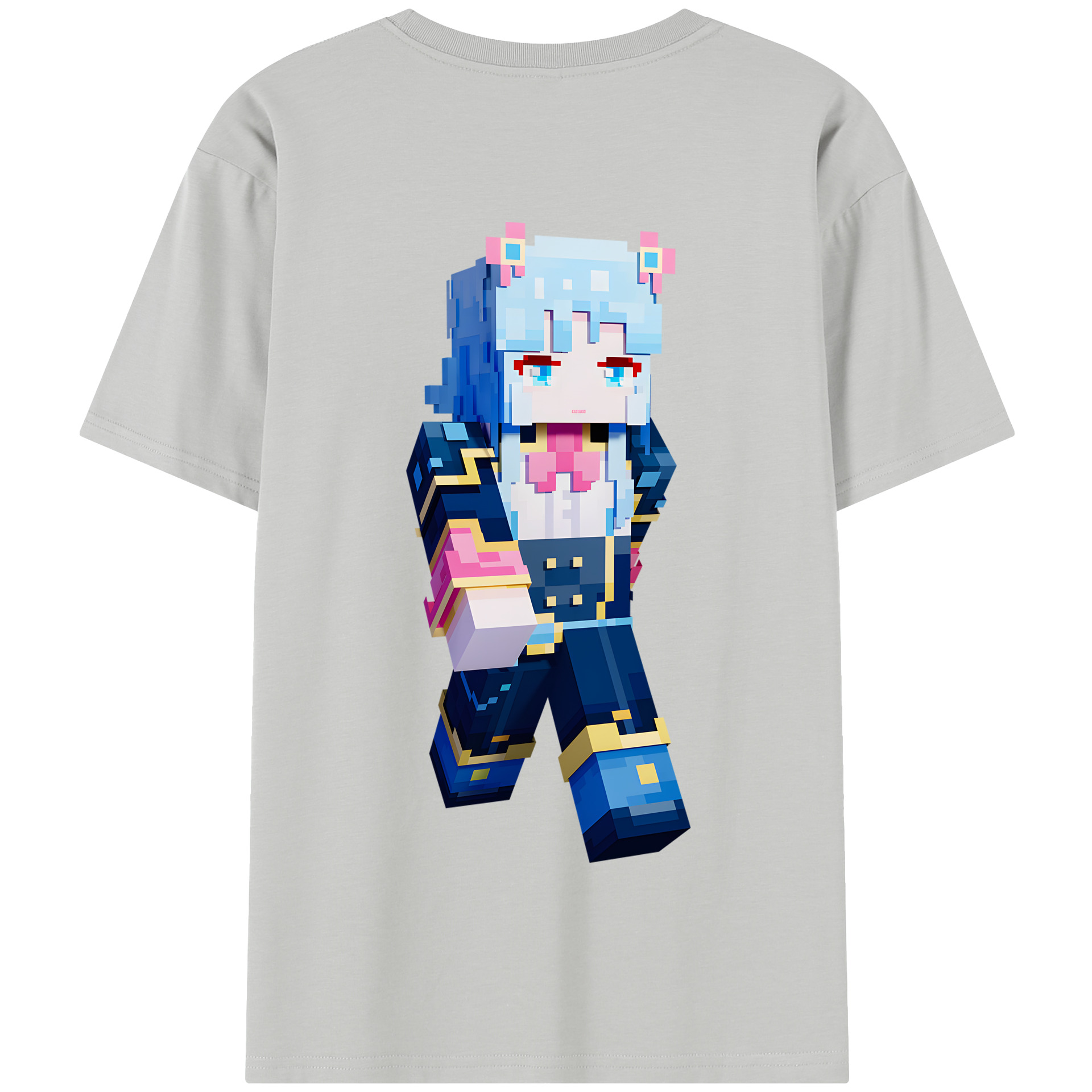 （画像用） マインクラフト ブロックの世界 Minecraft MC Block world 綿100％半袖Tシャツ（背面プリント）