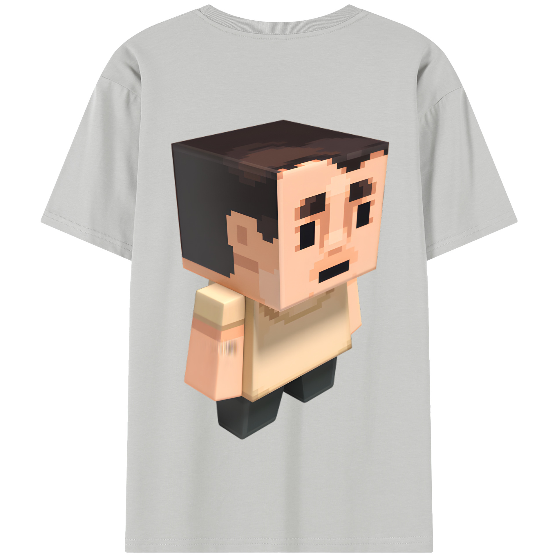 （画像用） マインクラフト ブロックの世界 Minecraft MC Block world 綿100％半袖Tシャツ（背面プリント）