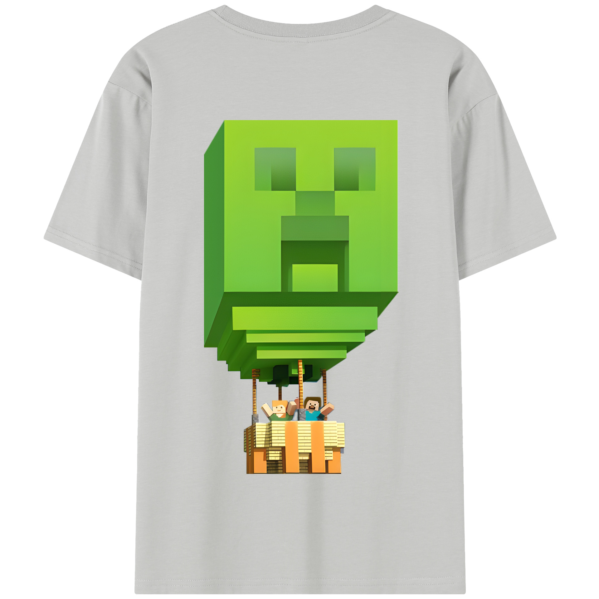 （画像用） マインクラフト ブロックの世界 Minecraft MC Block world 綿100％半袖Tシャツ（背面プリント）