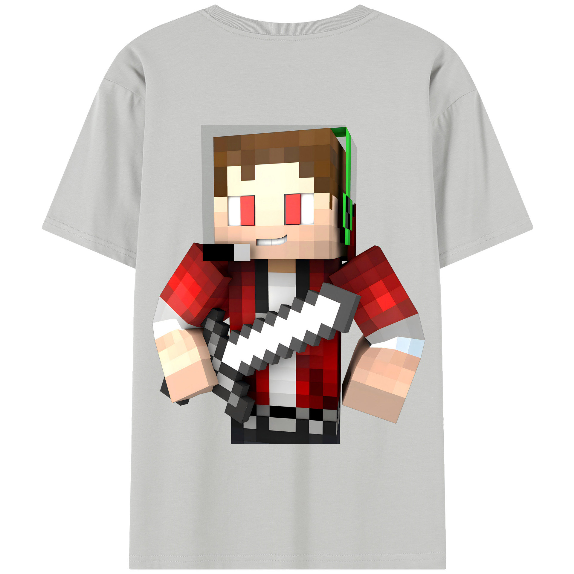（画像用） マインクラフト ブロックの世界 Minecraft MC Block world 綿100％半袖Tシャツ（背面プリント）