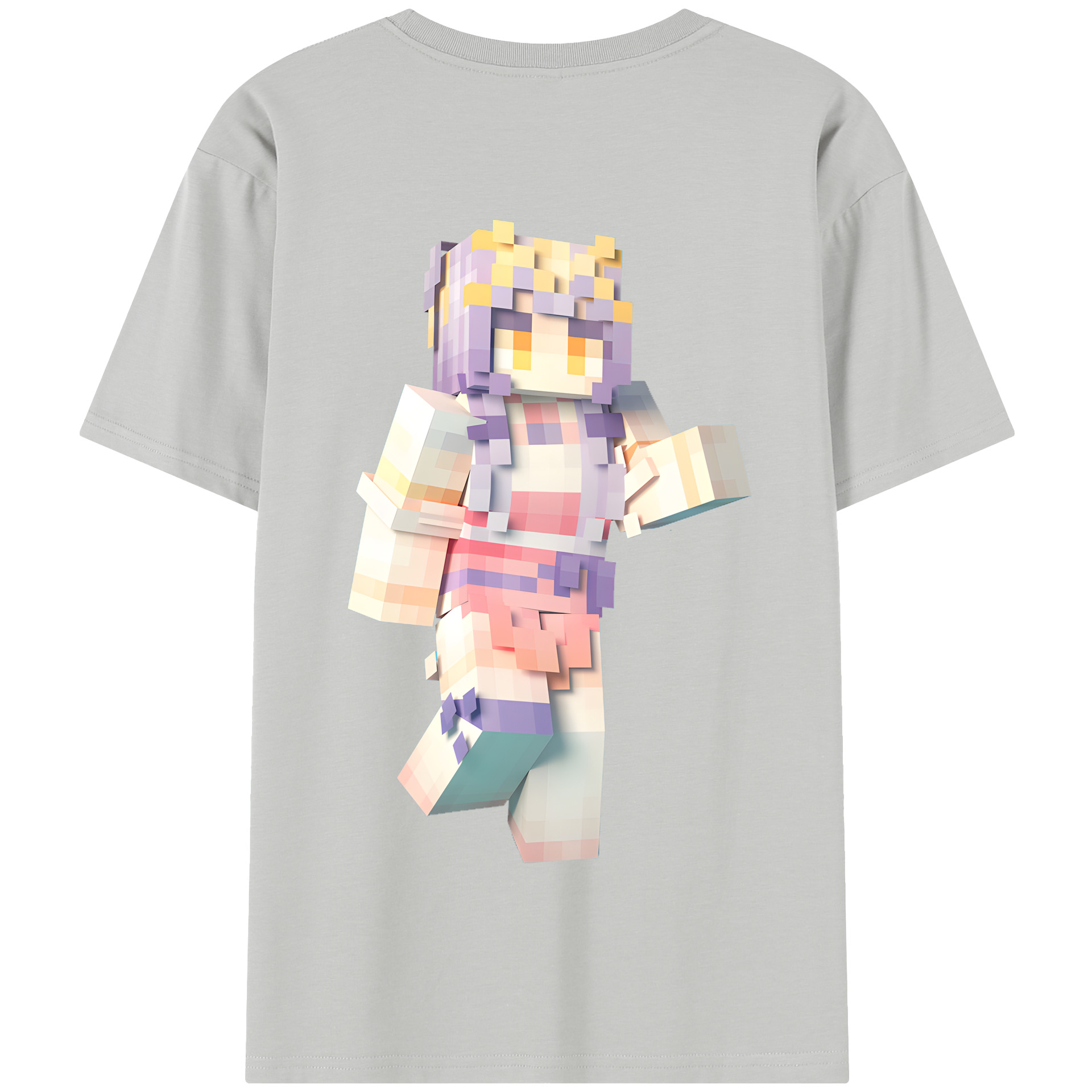 （画像用） マインクラフト ブロックの世界 Minecraft MC Block world 綿100％半袖Tシャツ（背面プリント）