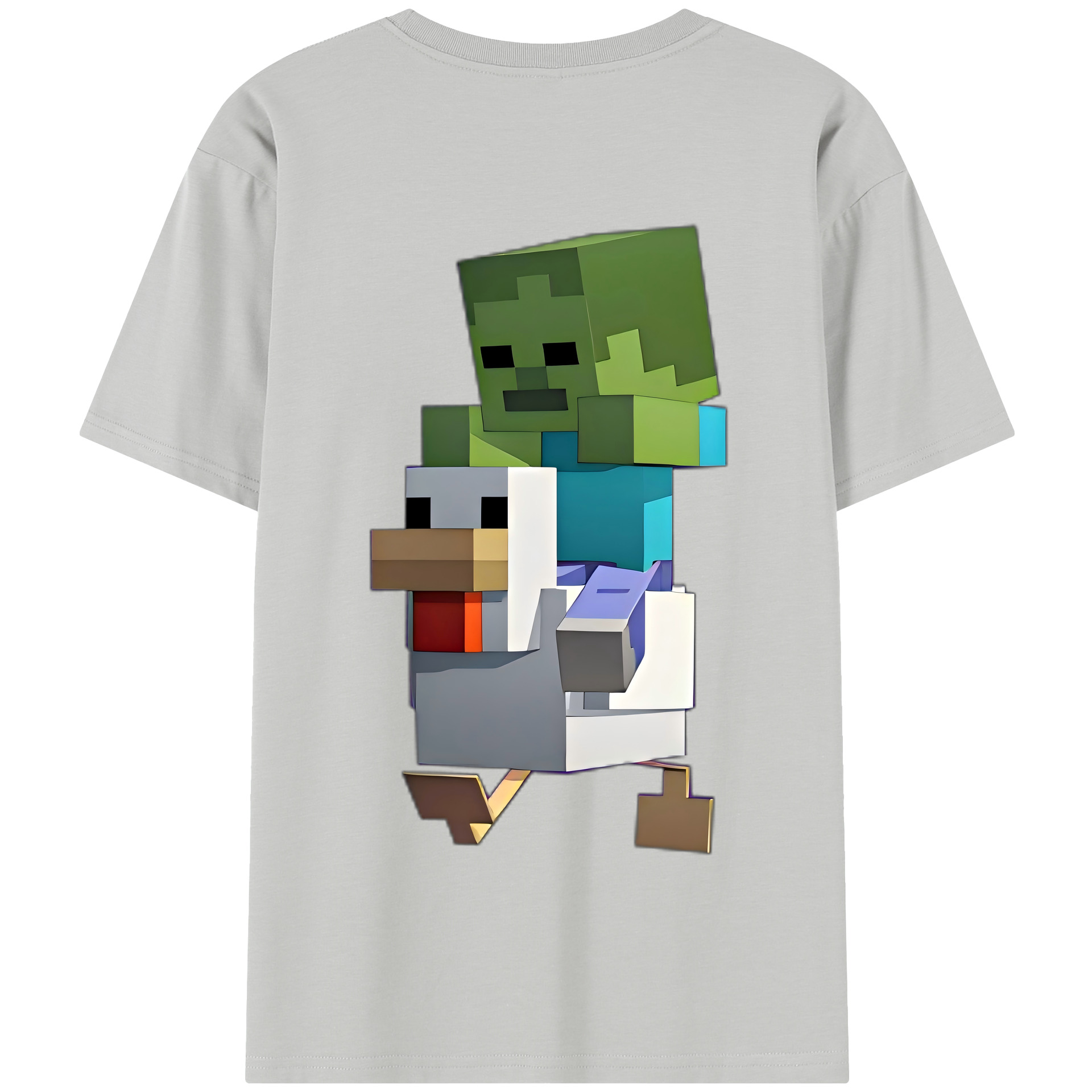 （画像用） マインクラフト ブロックの世界 Minecraft MC Block world 綿100％半袖Tシャツ（背面プリント）