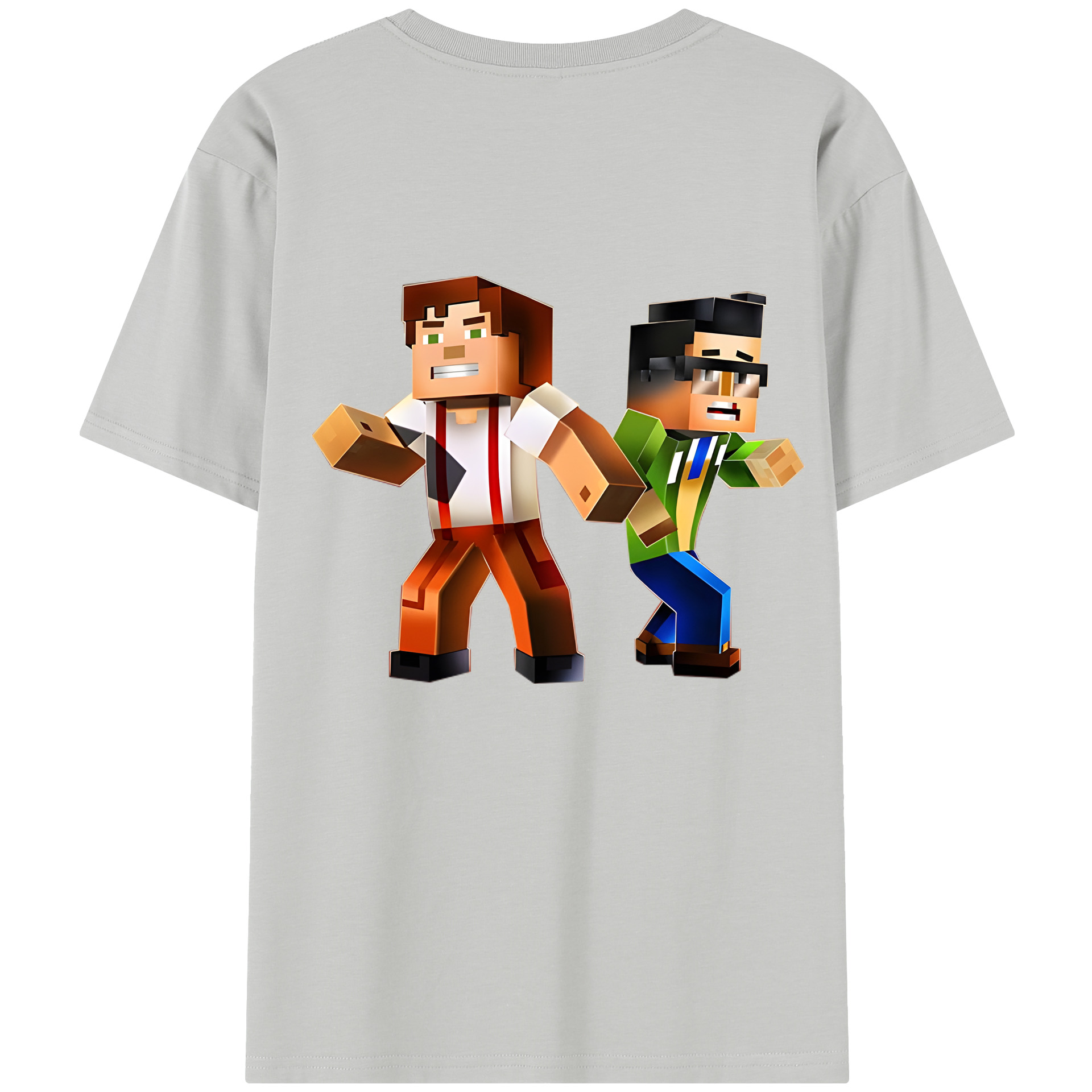 （画像用） マインクラフト ブロックの世界 Minecraft MC Block world 綿100％半袖Tシャツ（背面プリント）
