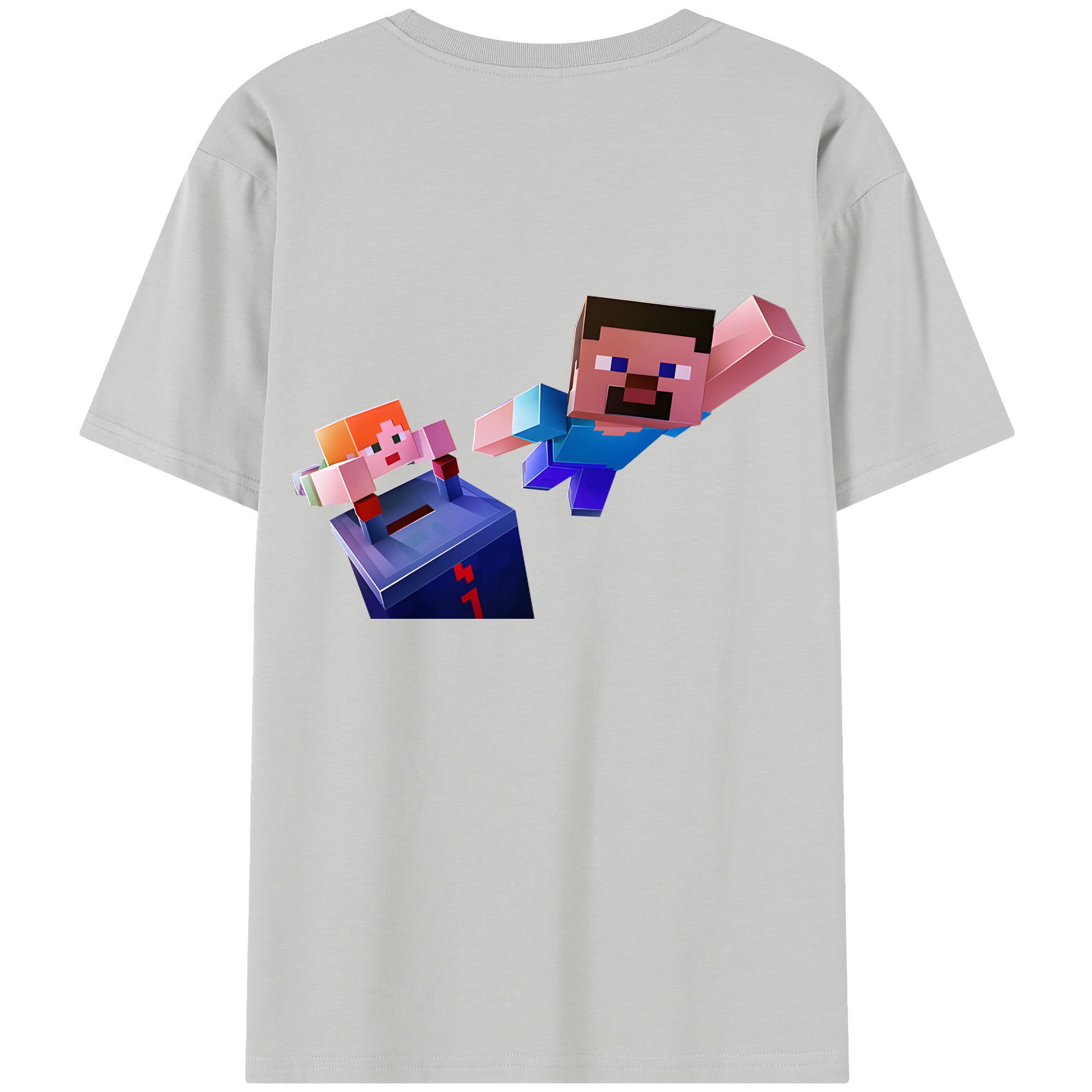（画像用） マインクラフト ブロックの世界 Minecraft MC Block world 綿100％半袖Tシャツ（背面プリント）