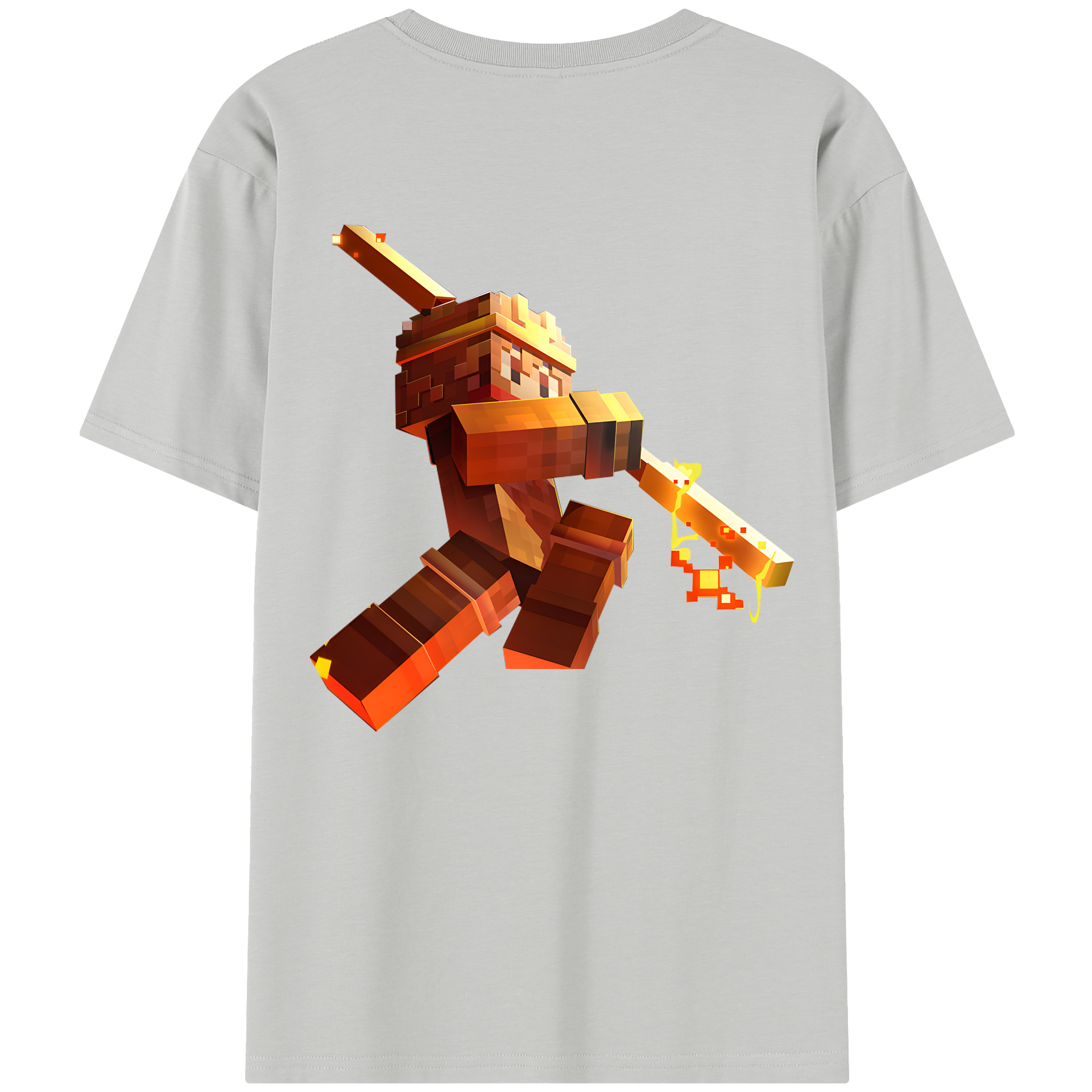 （画像用） マインクラフト ブロックの世界 Minecraft MC Block world 綿100％半袖Tシャツ（背面プリント）