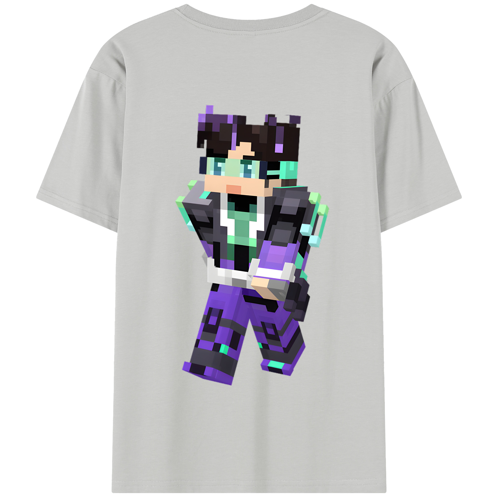 （画像用） マインクラフト ブロックの世界 Minecraft MC Block world 綿100％半袖Tシャツ（背面プリント）