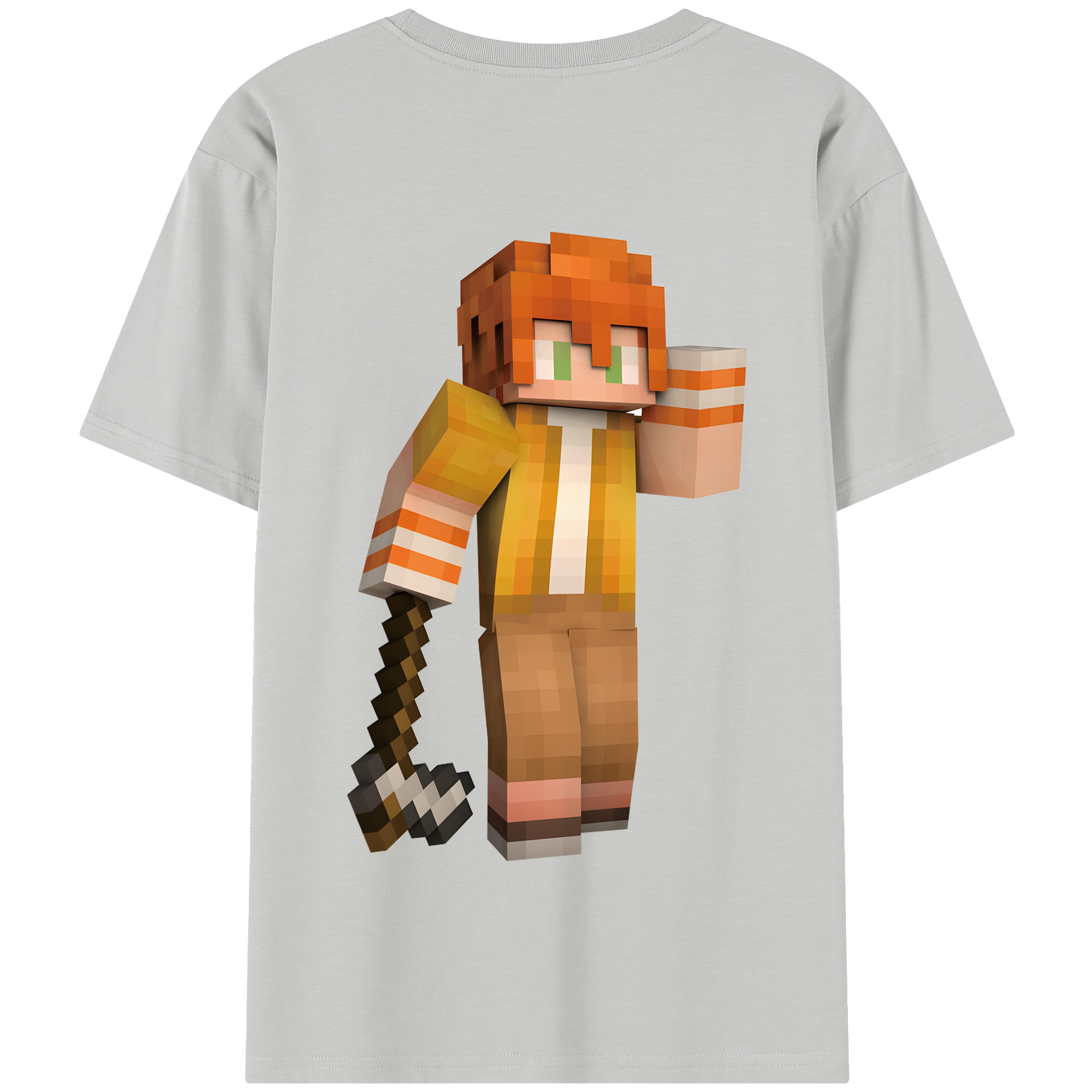（画像用） マインクラフト ブロックの世界 Minecraft MC Block world 綿100％半袖Tシャツ（背面プリント）