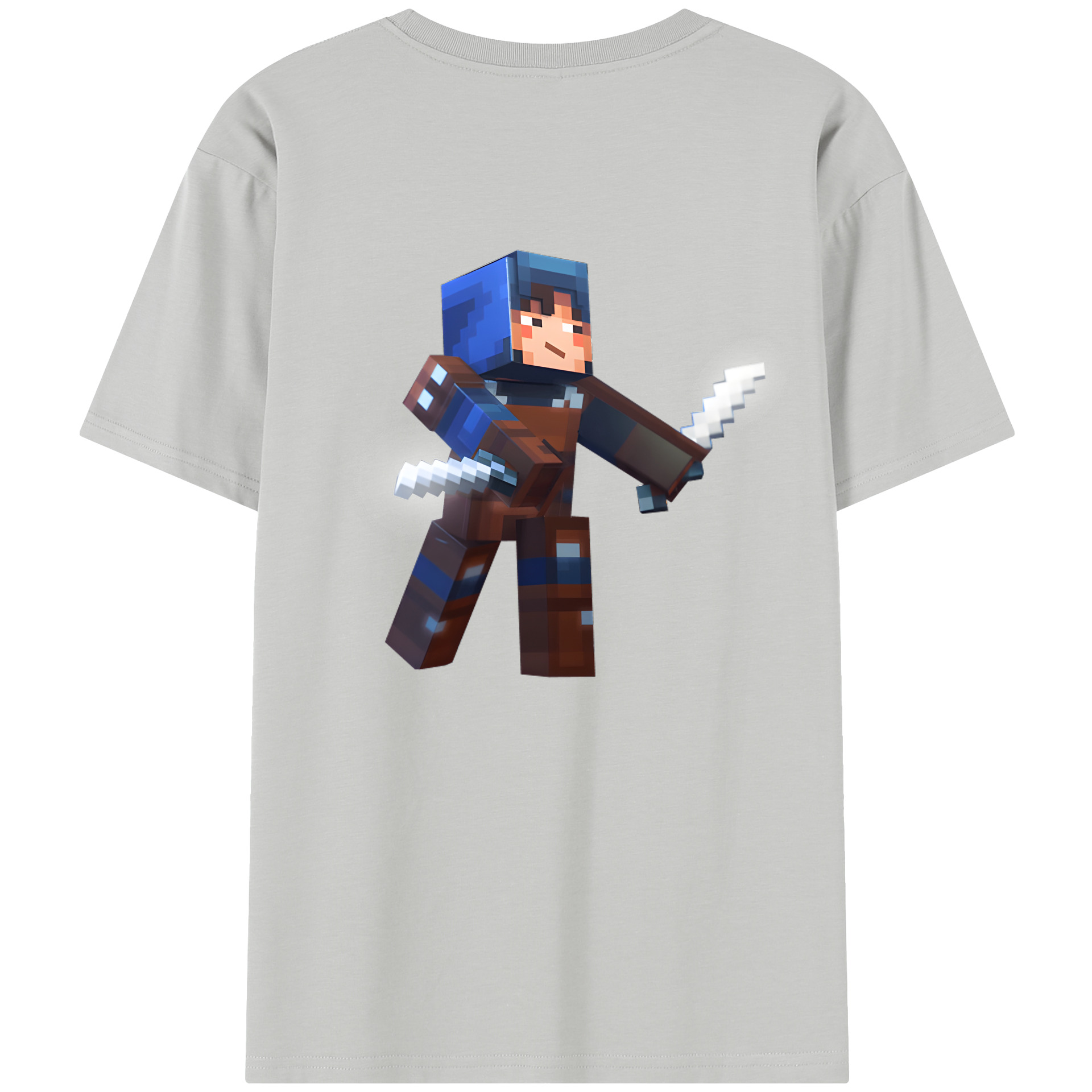 （画像用） マインクラフト ブロックの世界 Minecraft MC Block world 綿100％半袖Tシャツ（背面プリント）