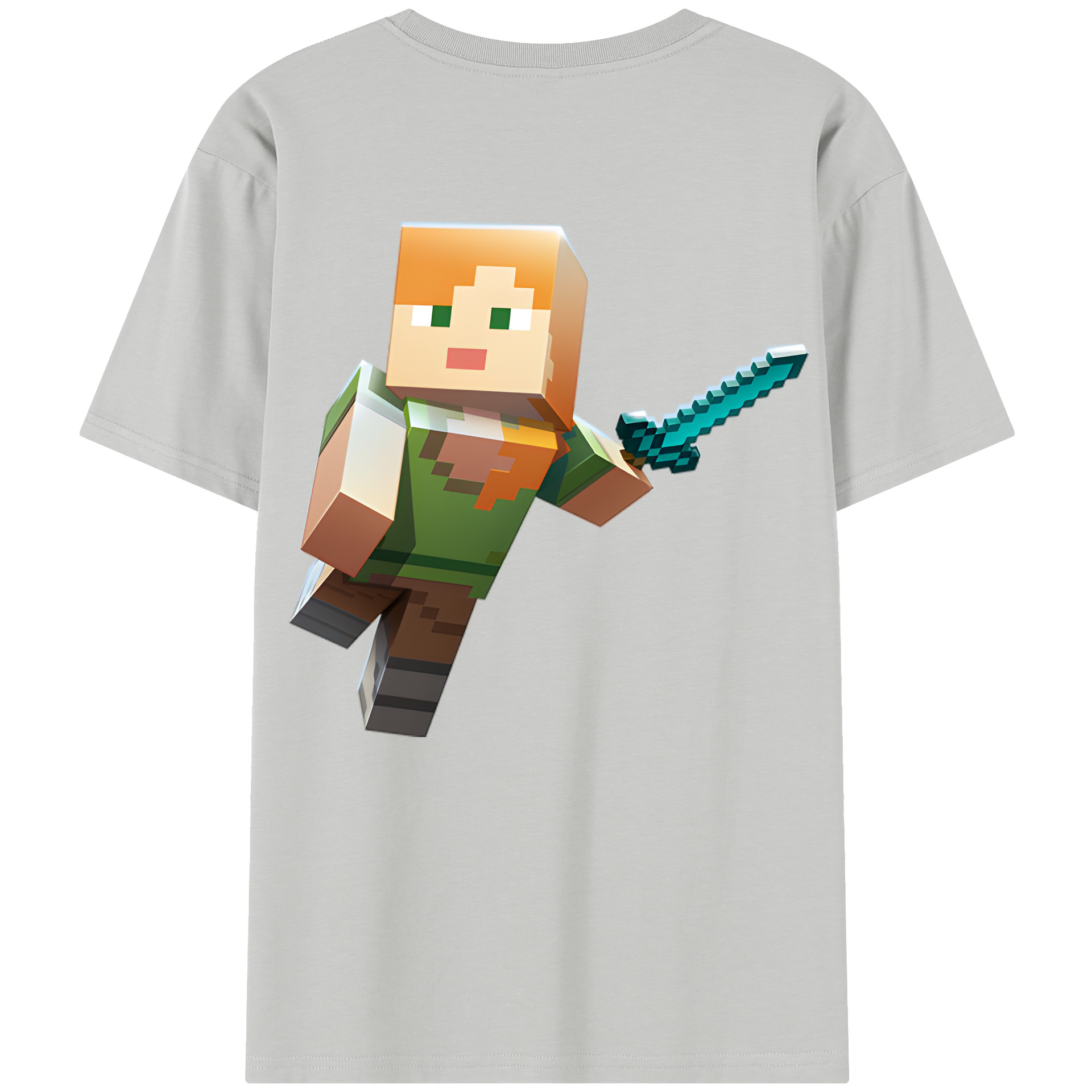 （画像用） マインクラフト ブロックの世界 Minecraft MC Block world 綿100％半袖Tシャツ（背面プリント）