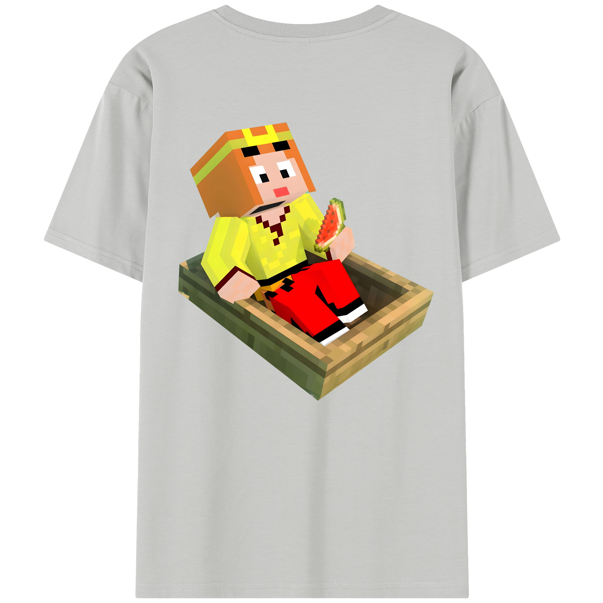 （画像用） マインクラフト ブロックの世界 Minecraft MC Block world 綿100％半袖Tシャツ（背面プリント）