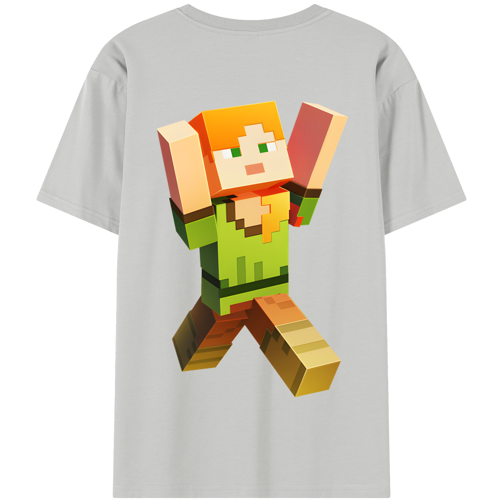 （画像用） マインクラフト ブロックの世界 Minecraft MC Block world 綿100％半袖Tシャツ（背面プリント）