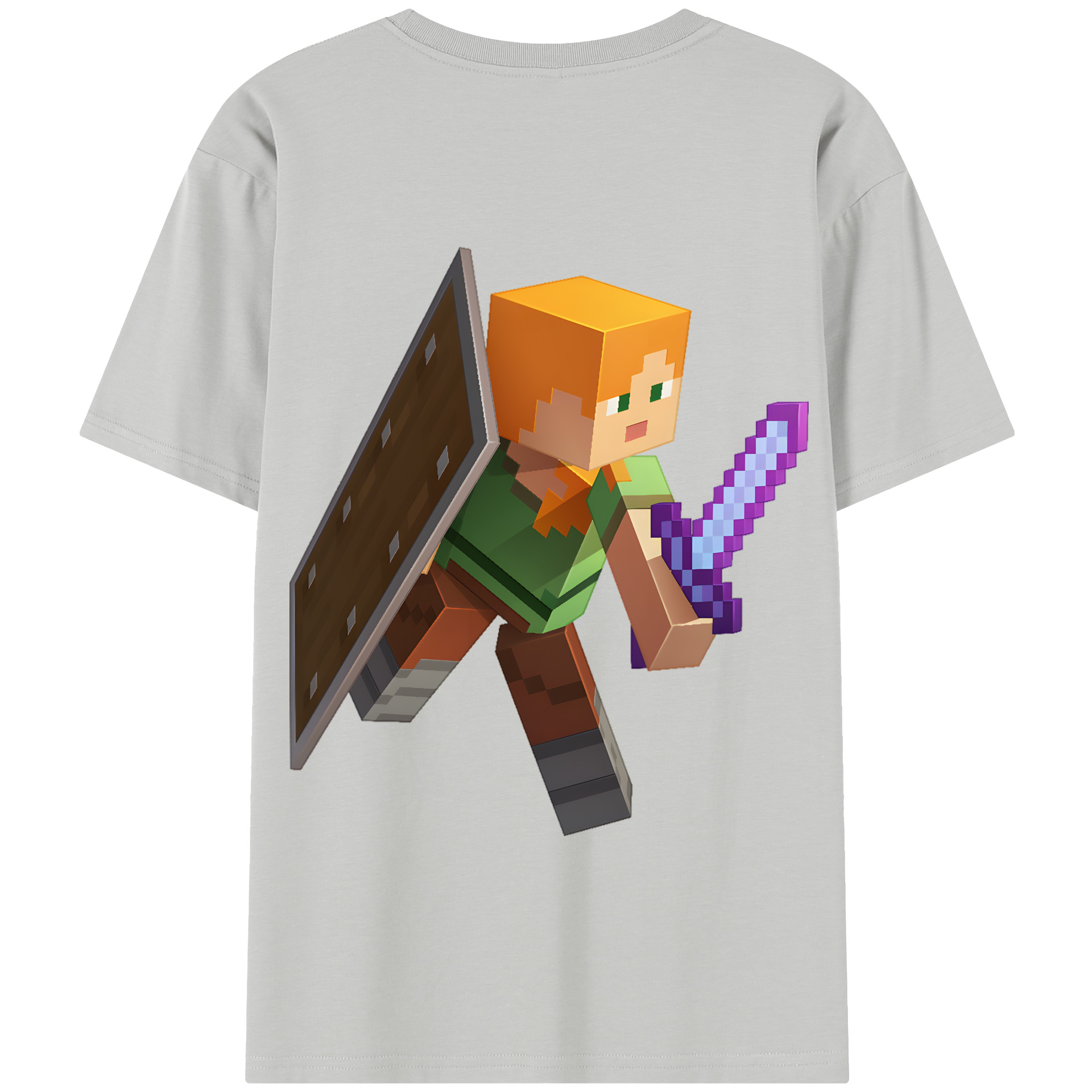（画像用） マインクラフト ブロックの世界 Minecraft MC Block world 綿100％半袖Tシャツ（背面プリント）