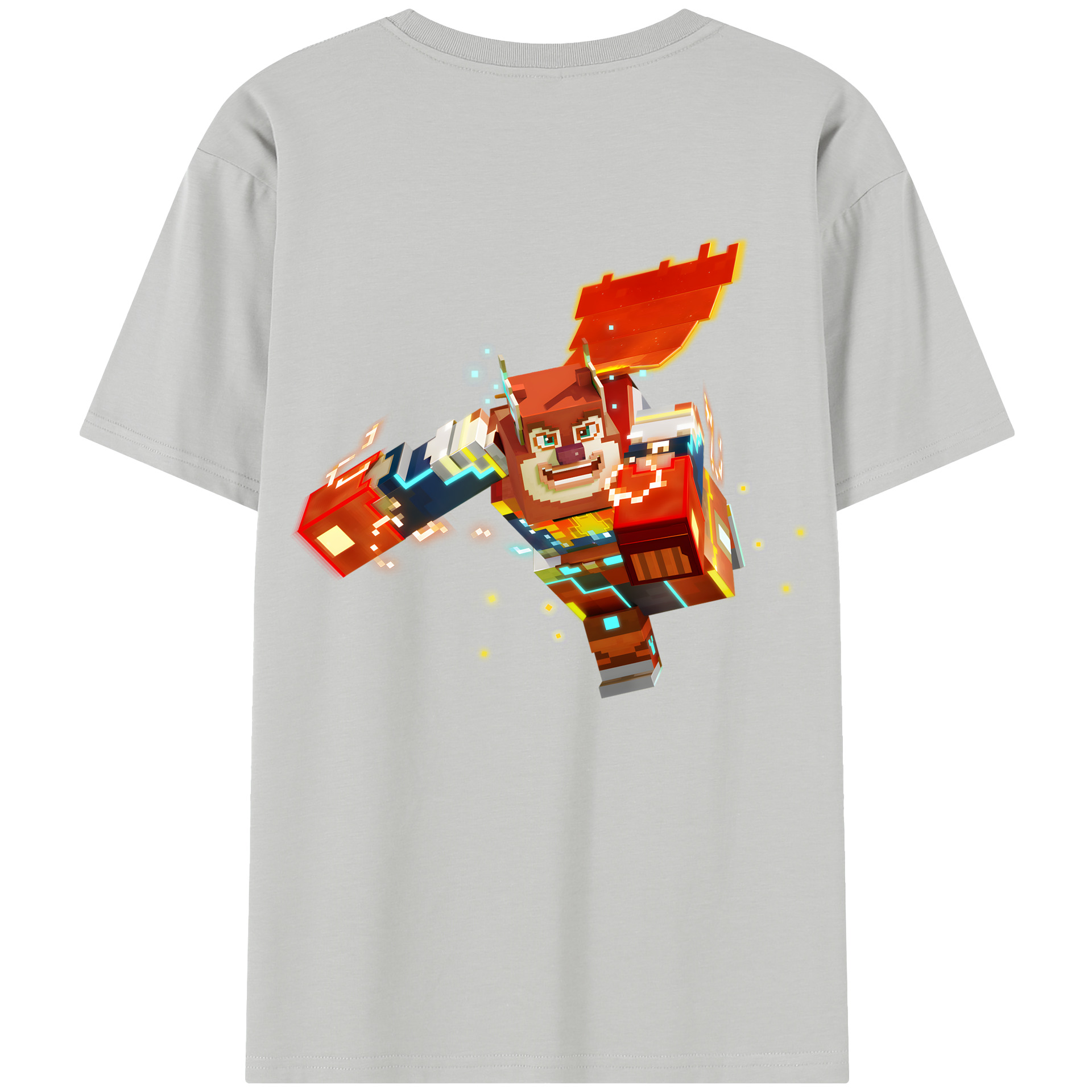 （画像用） マインクラフト ブロックの世界 Minecraft MC Block world 綿100％半袖Tシャツ（背面プリント）