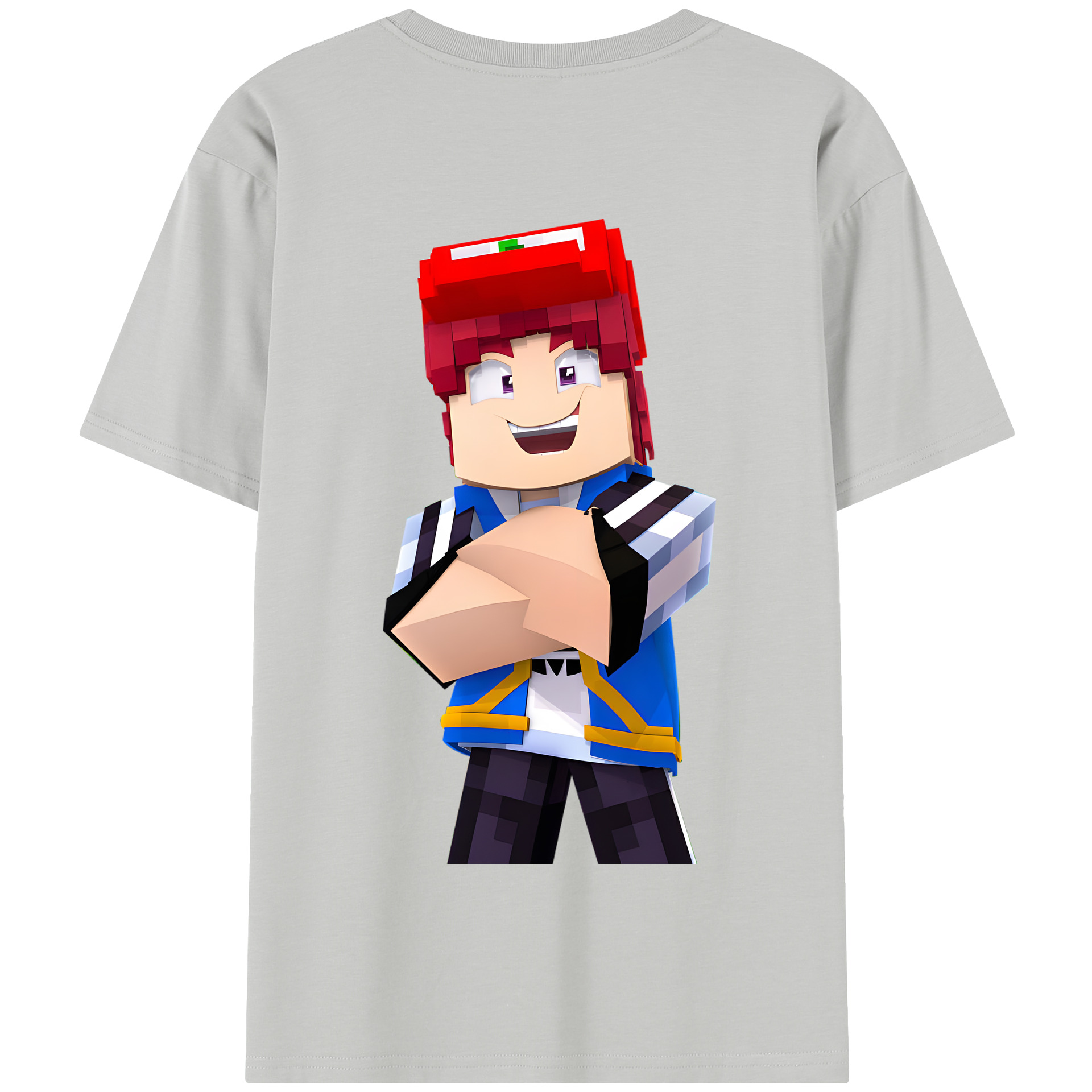 （画像用） マインクラフト ブロックの世界 Minecraft MC Block world 綿100％半袖Tシャツ（背面プリント）